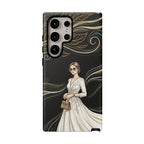 Elegant Woman Illustration Samsung Galaxy Phone Case | Vintage Bride in Flowing Gown