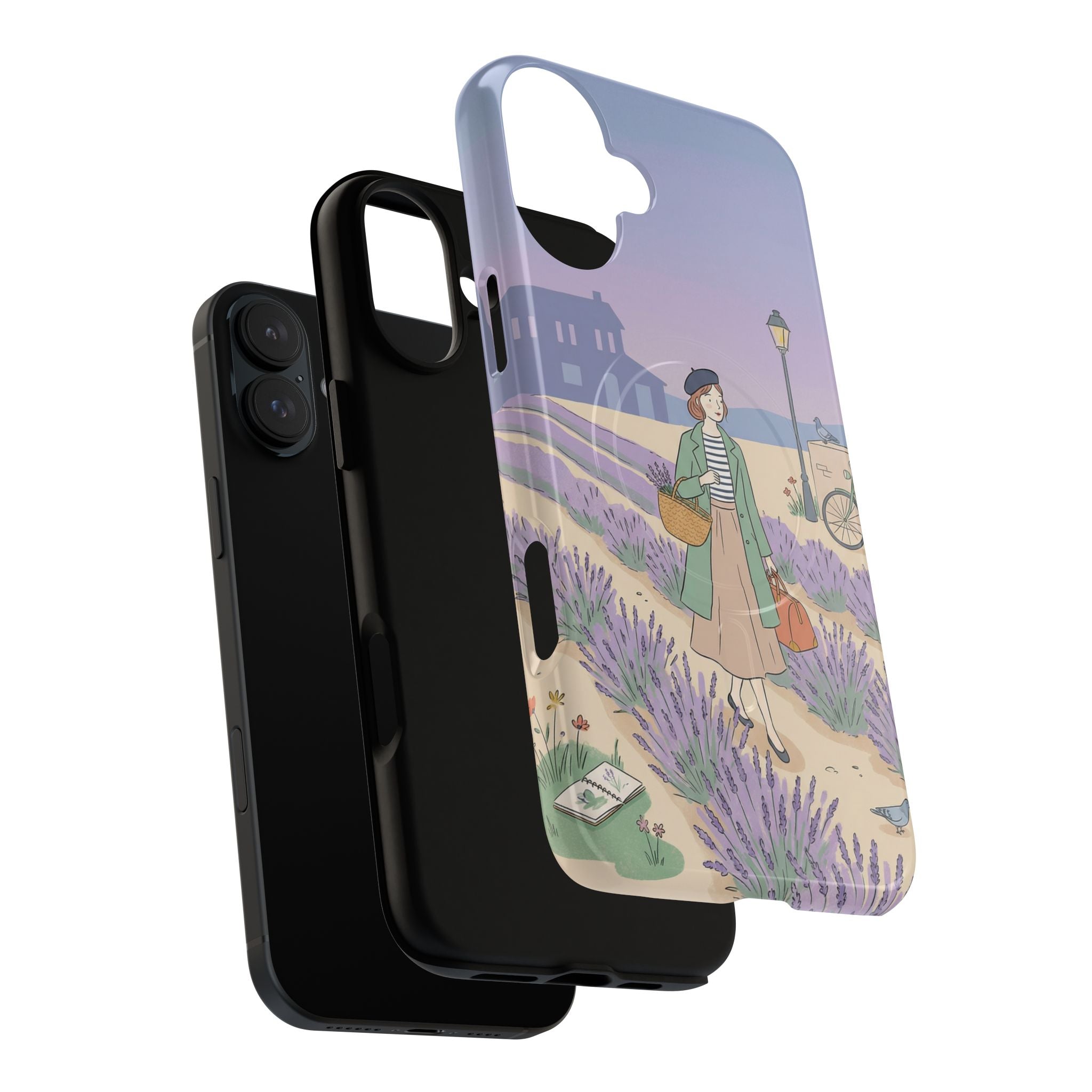 Lavender Field MagSafe iPhone Case | Vintage Travel Illustration Protective Case