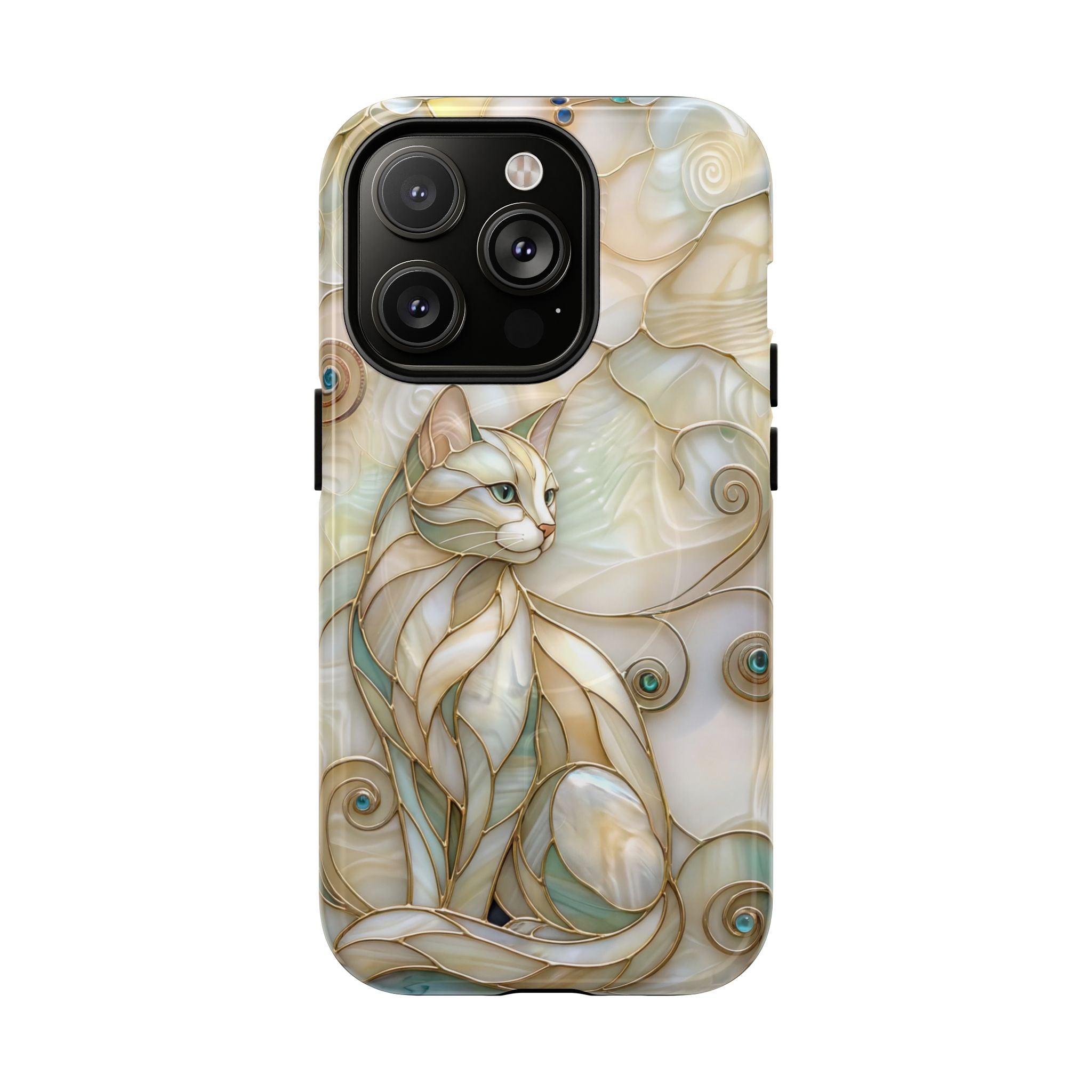Art Nouveau Cat Phone Case | Elegant Stained-Glass Style Tough MagSafe Case