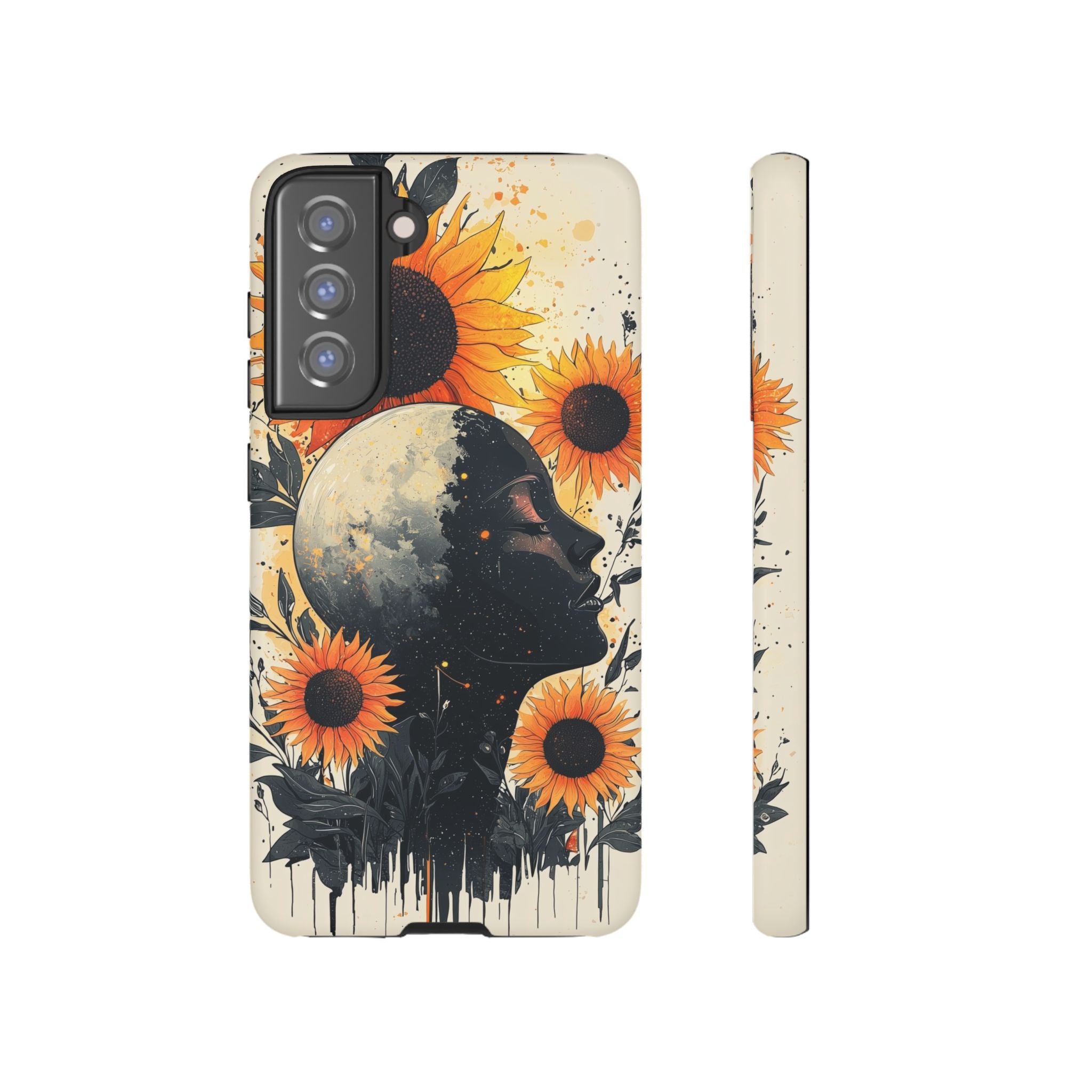 Sunflower Moon Art Samsung Galaxy Case | Floral Celestial