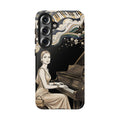 Elegant Piano Woman Samsung Galaxy Phone Case | Vintage Art Deco Music Design