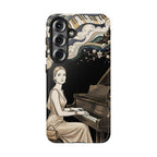 Elegant Piano Woman Samsung Galaxy Phone Case | Vintage Art Deco Music Design