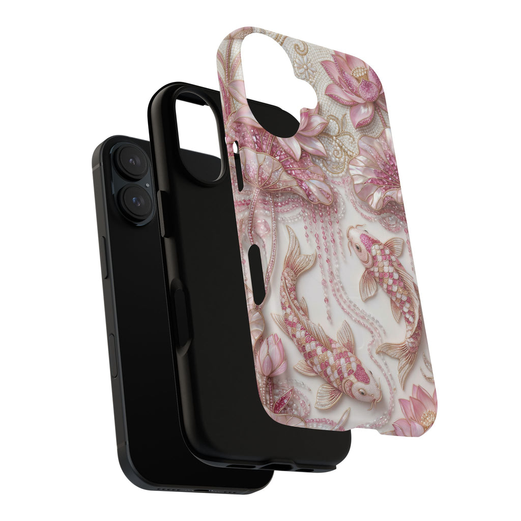 Koi Lotus Tough MagSafe Case — Pink Floral Fish iPhone Cover