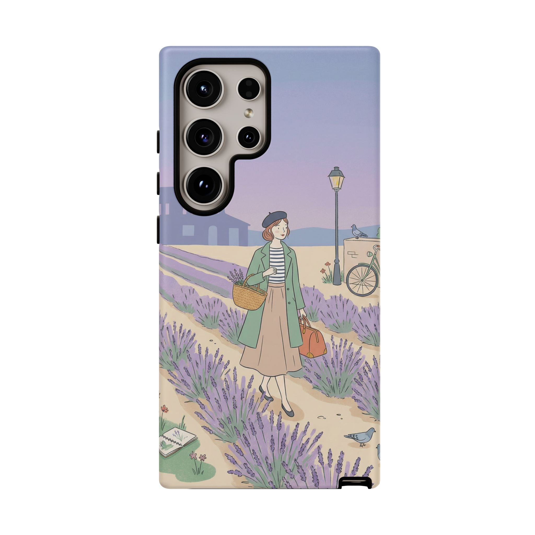 Lavender Field Samsung Galaxy Phone Case | Vintage Travel Illustration Protective Case