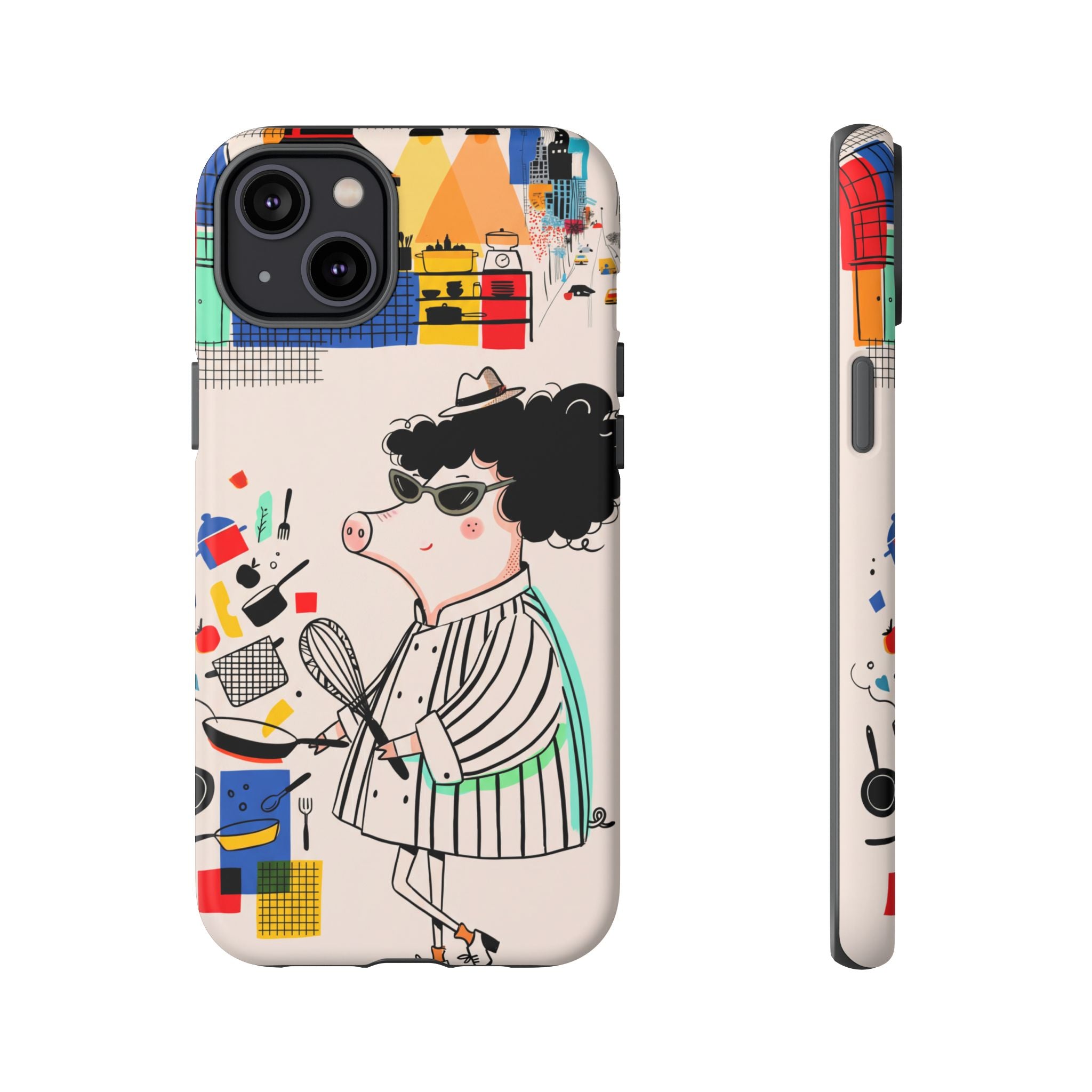 Cute Chef Pig iPhone Case | Quirky Cartoon Kitchen Art Tough Case
