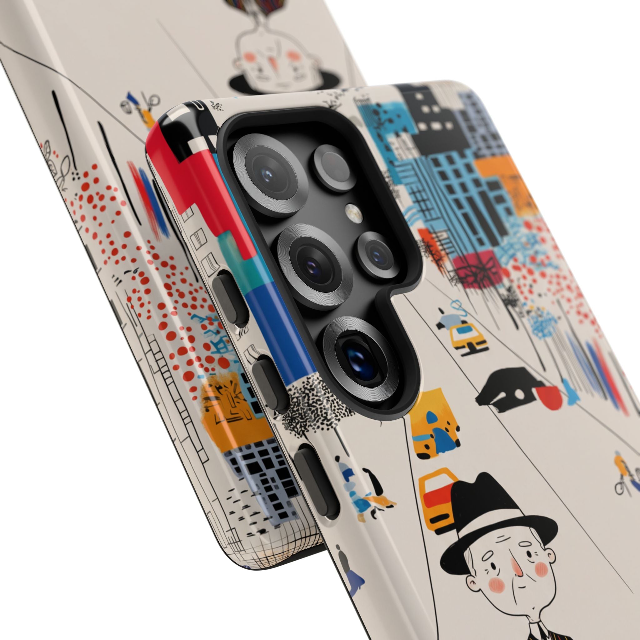 Vintage Grandpa Rider Motorcycle Samsung Galaxy Phone Case | Illustrated Cityscape