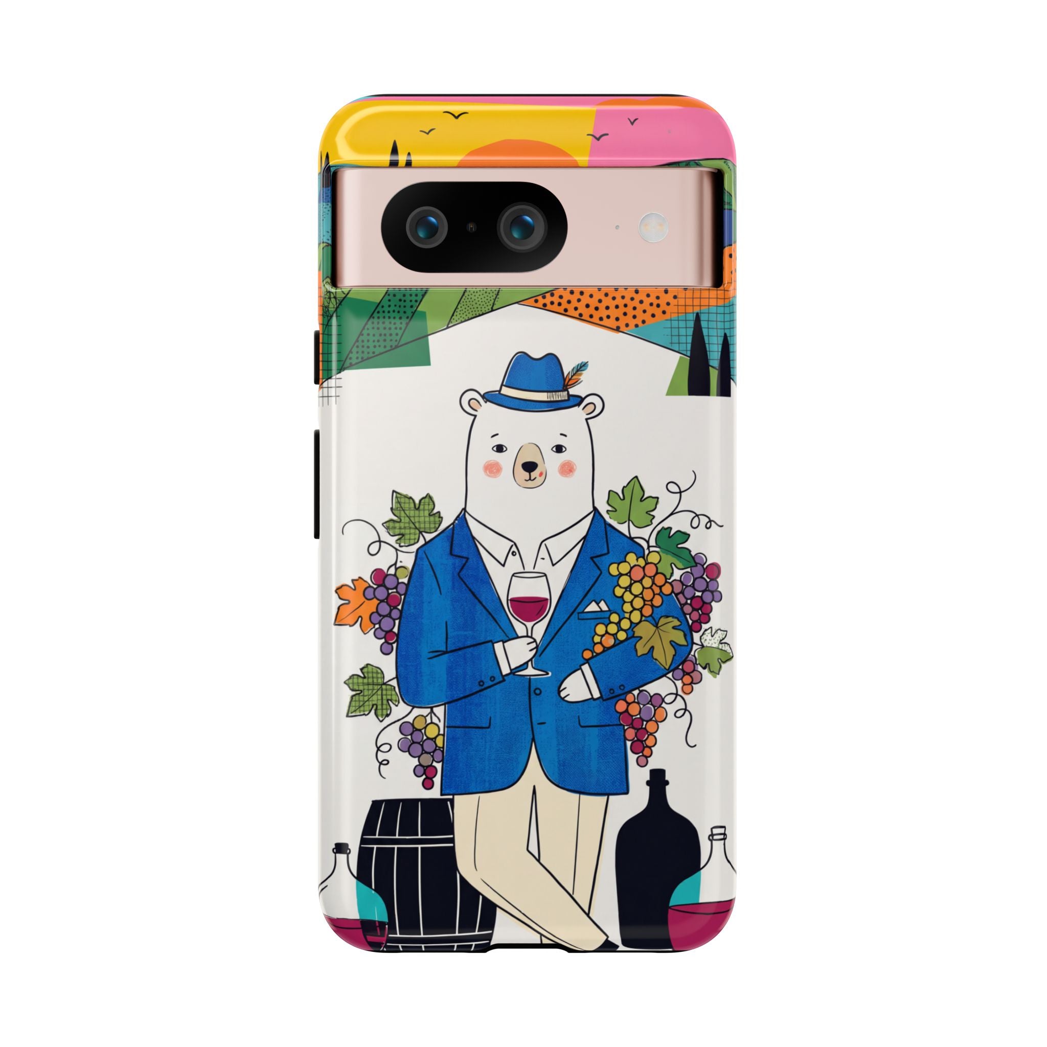 Dapper Polar Bear Wine Lover Illustrated Protective Google Pixel Phone Case