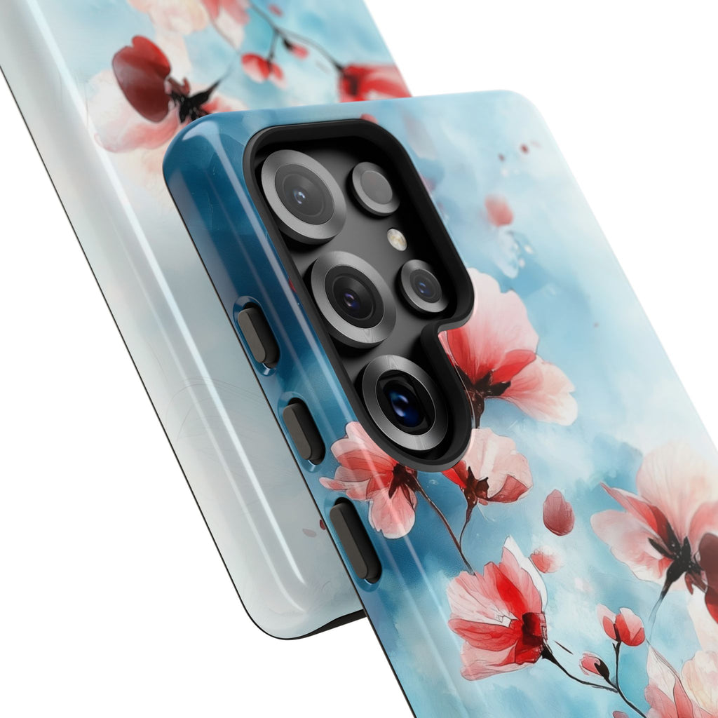 Floral Cherry Blossom Samsung Galaxy Case | Pastel Pink Blue