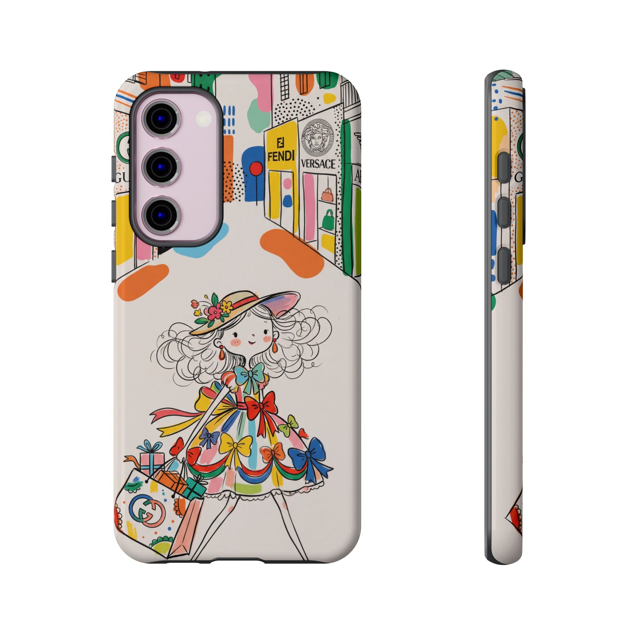 Cute Fashion Girl Samsung Galaxy Phone Case | Colourful Shopping Street Design