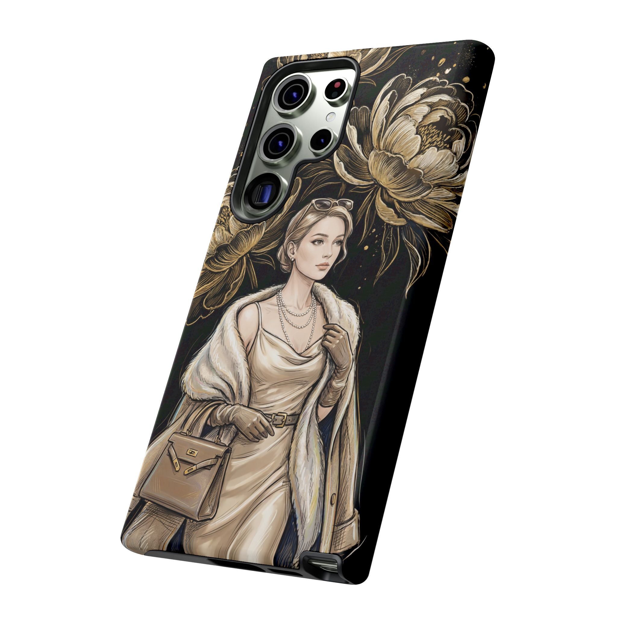 Elegant Vintage Lady Floral Samsung Galaxy Phone Case | Chic Protective Cover for Women