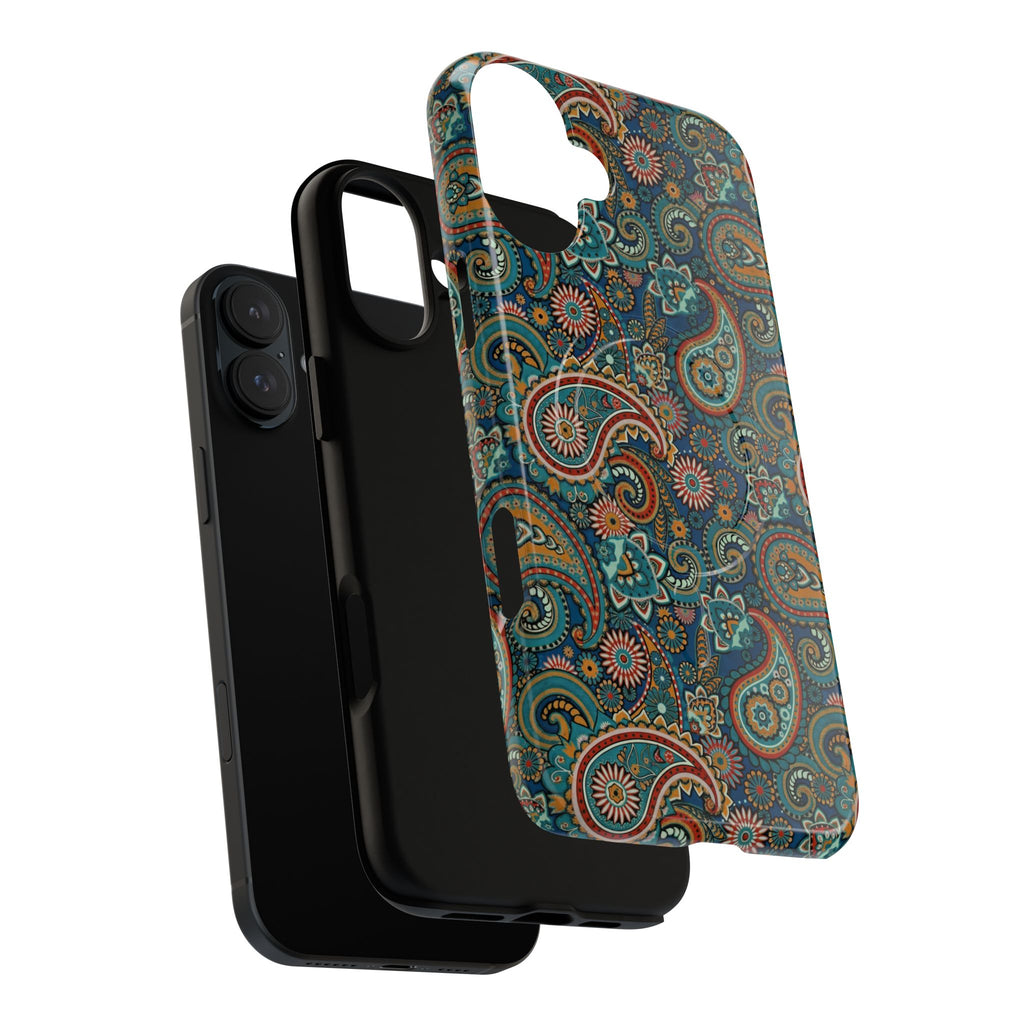 Custodia per iPhone Batik Teal Paisley Tough MagSage