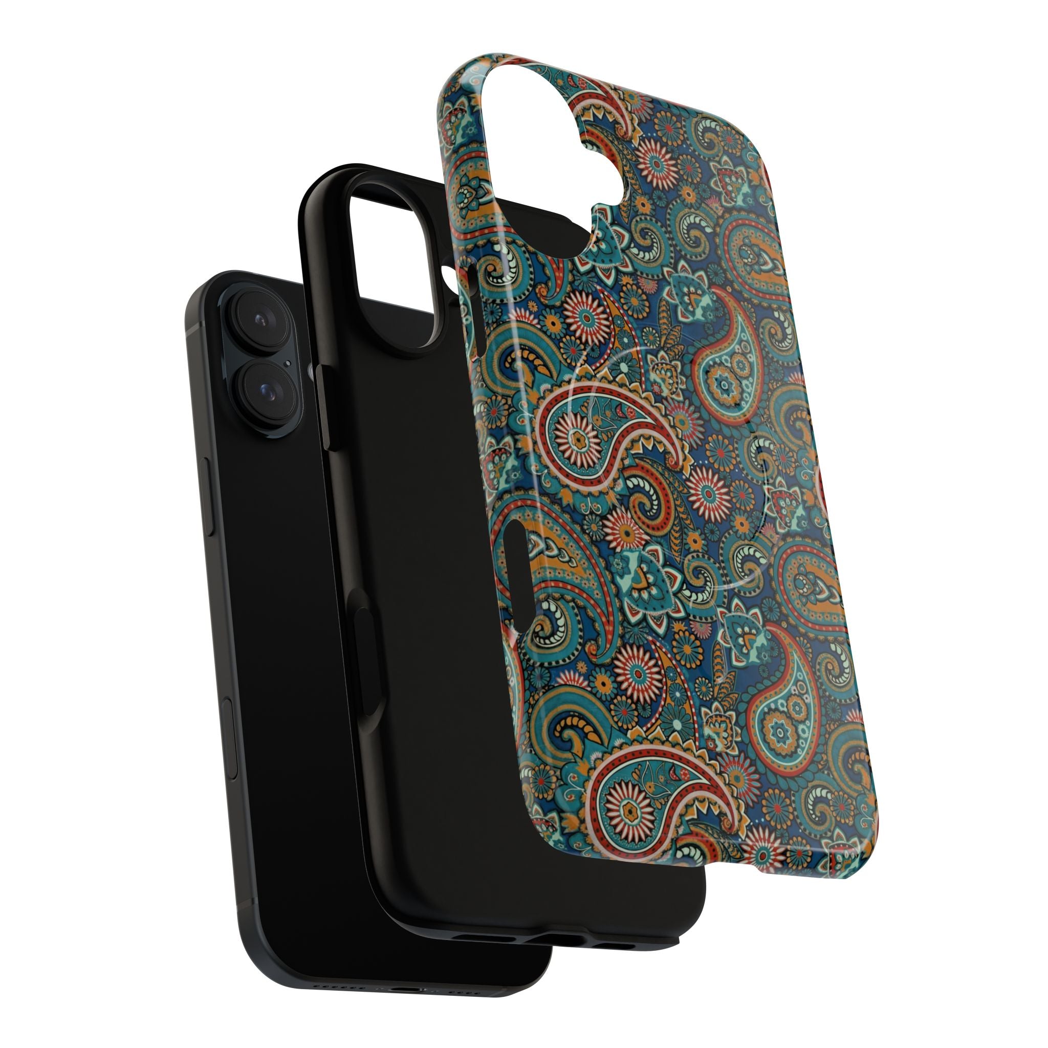 Batik Teal Paisley Tough MagSage iPhone Case