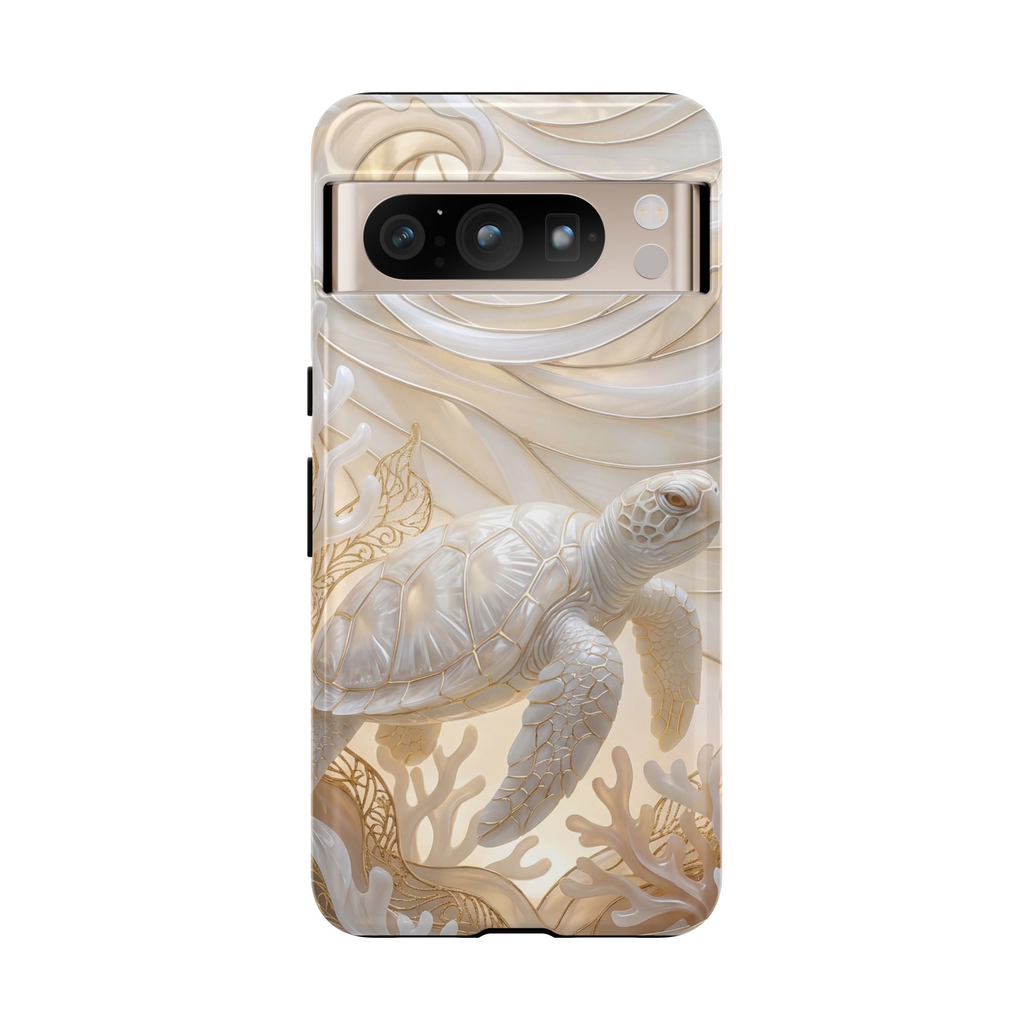 Sea Turtle Tough Google Pixel Case — Elegant Nautical Coral Design