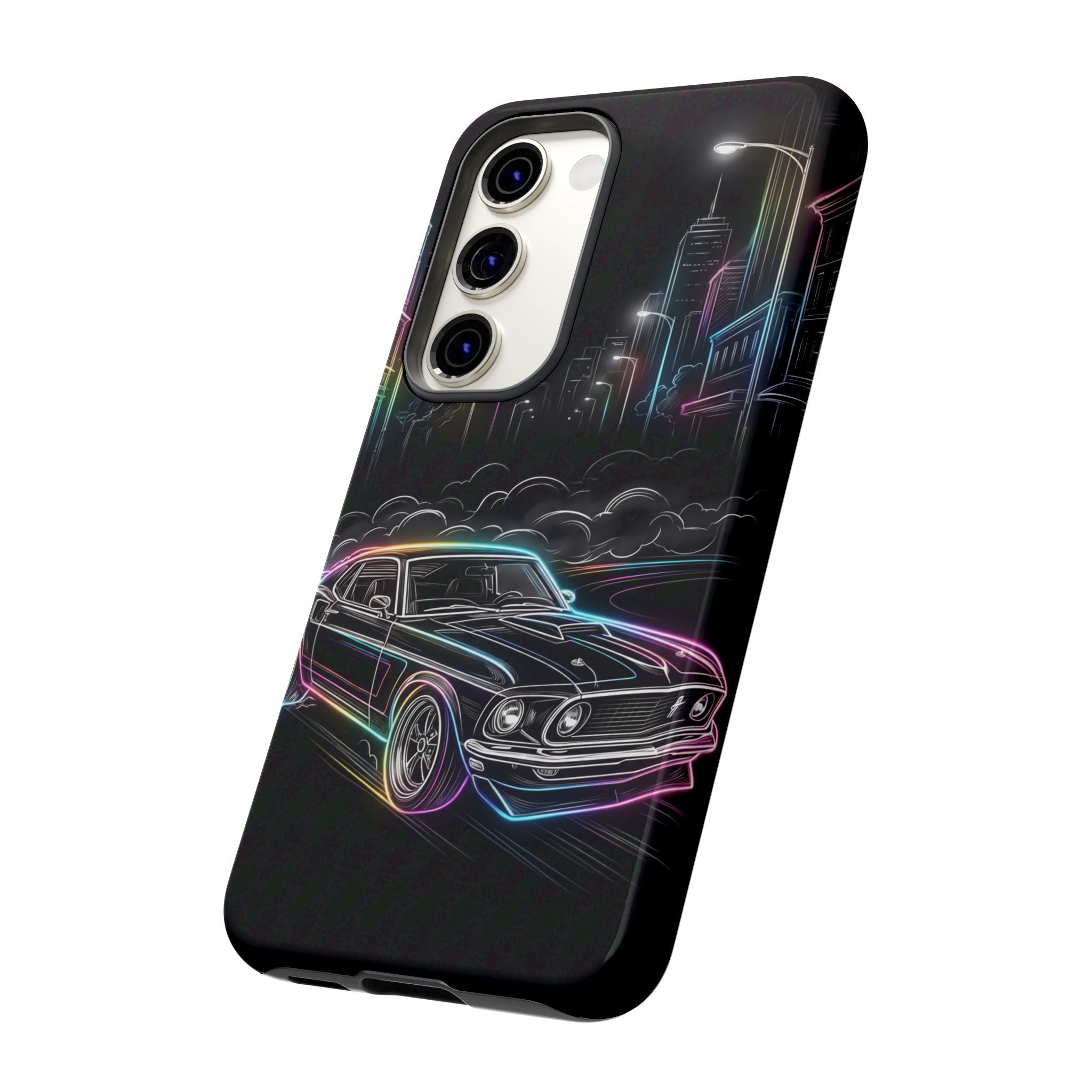 Neon Muscle Car Samsung Galaxy Phone Case | Retro City Nightscape