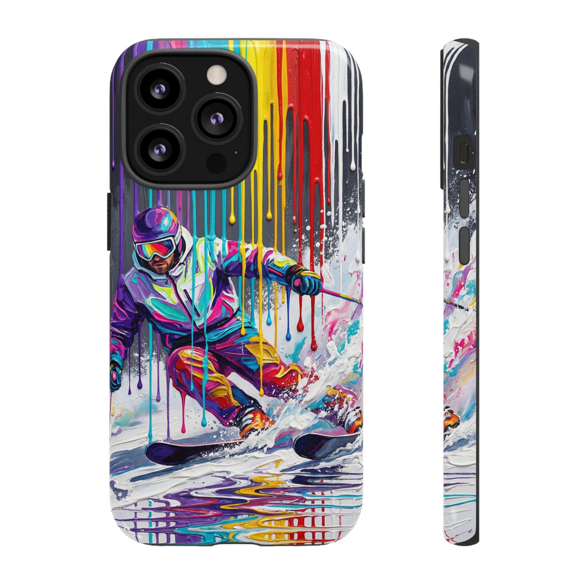 Colourful Skiing Drip Art Tough iPhone Case