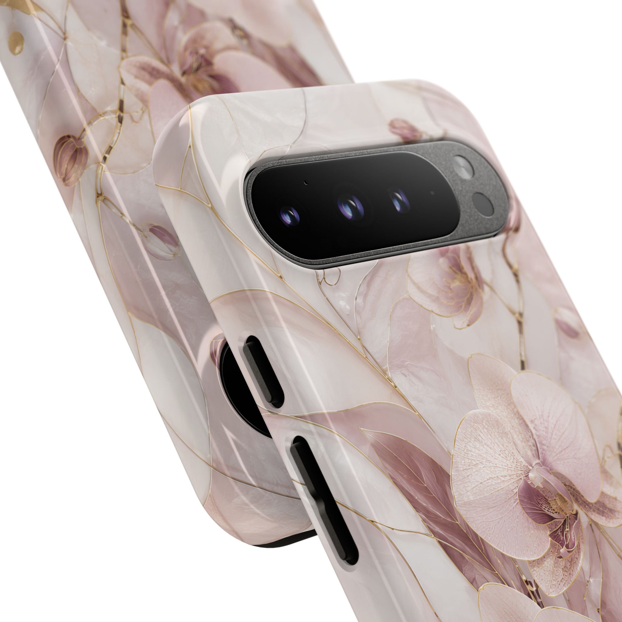 Stained Glass Orchid Google Pixel Phone Case | Pink Floral Protective Case