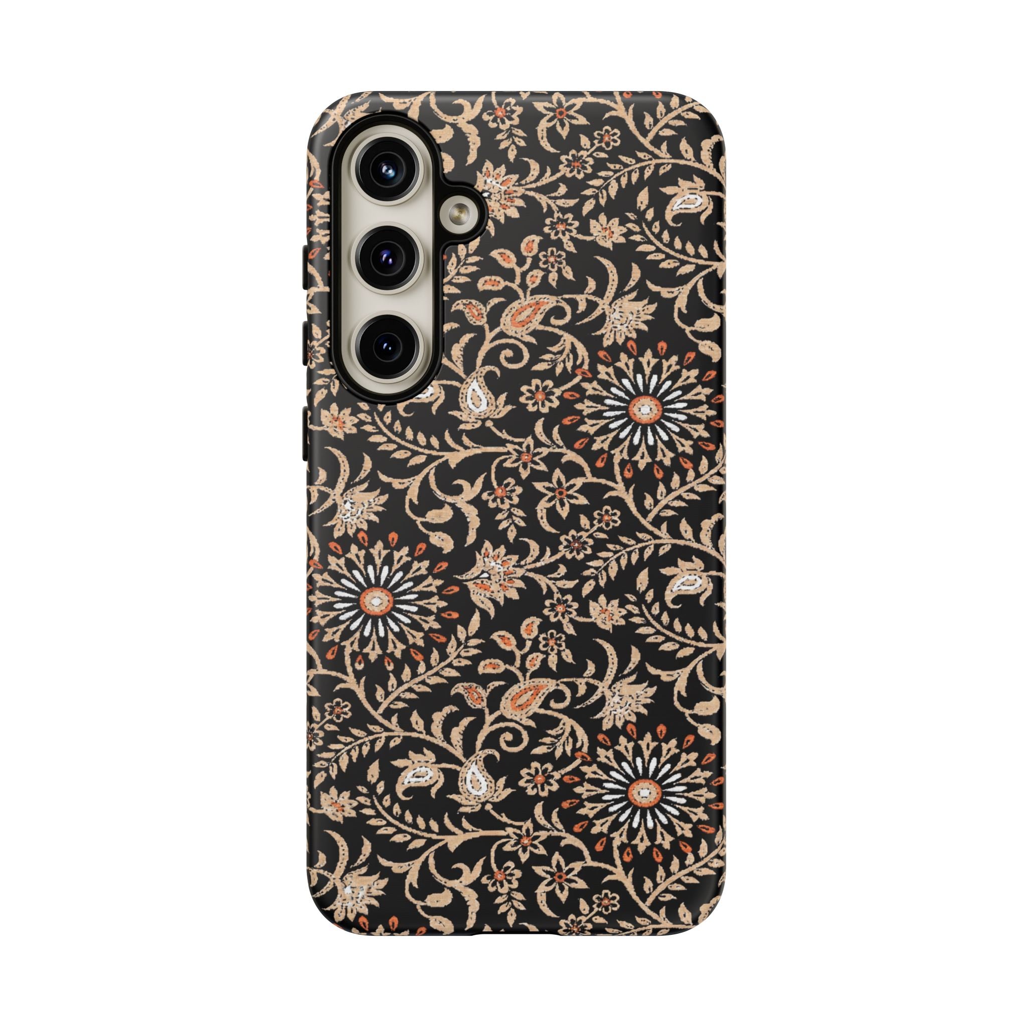 Batik Floral Black Ornate Daisies Tough Samsung Galaxy Case