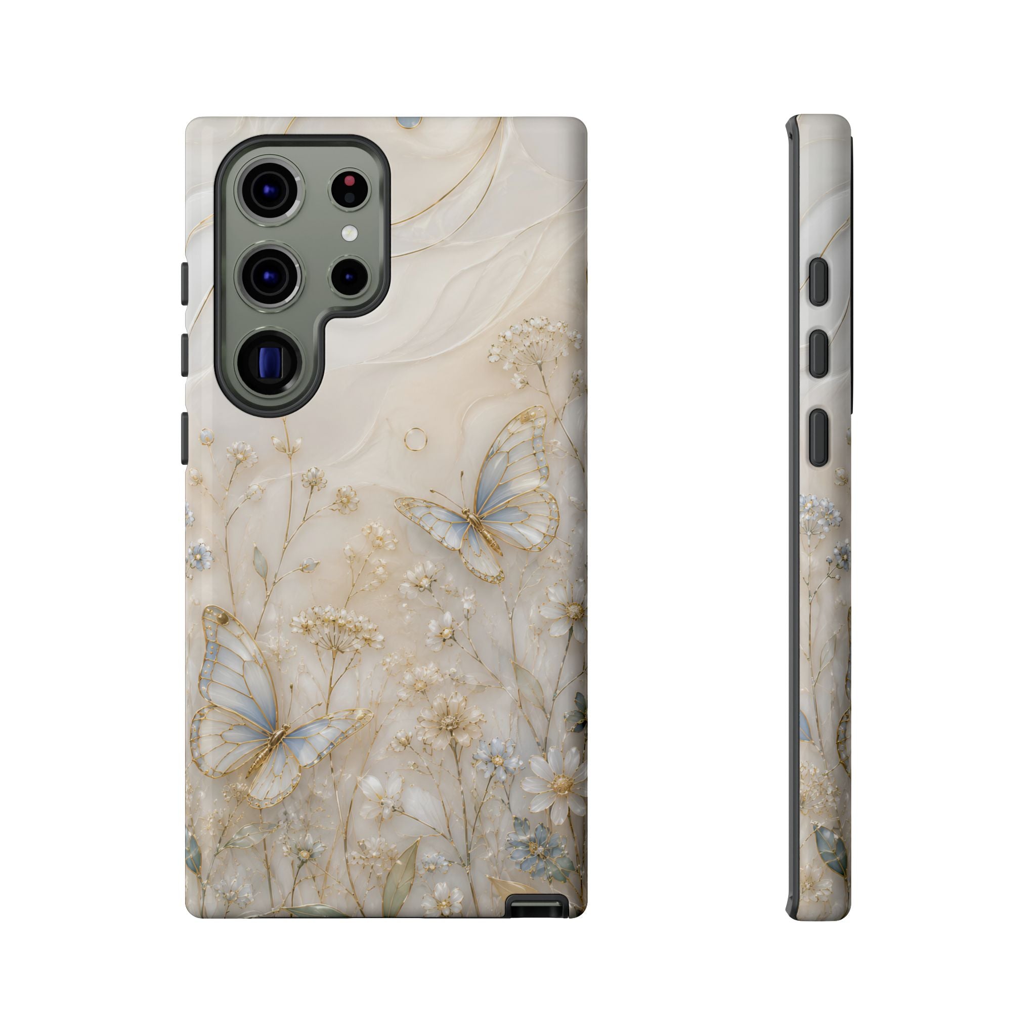 Butterfly Floral Samsung Galaxy Phone Case | Cottagecore Meadow Art Cover