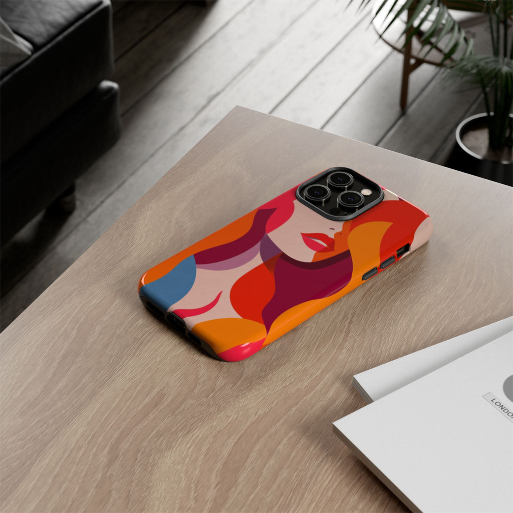 Retro Pop Art Woman iPhone Case | Bold Colourful Abstract Portrait