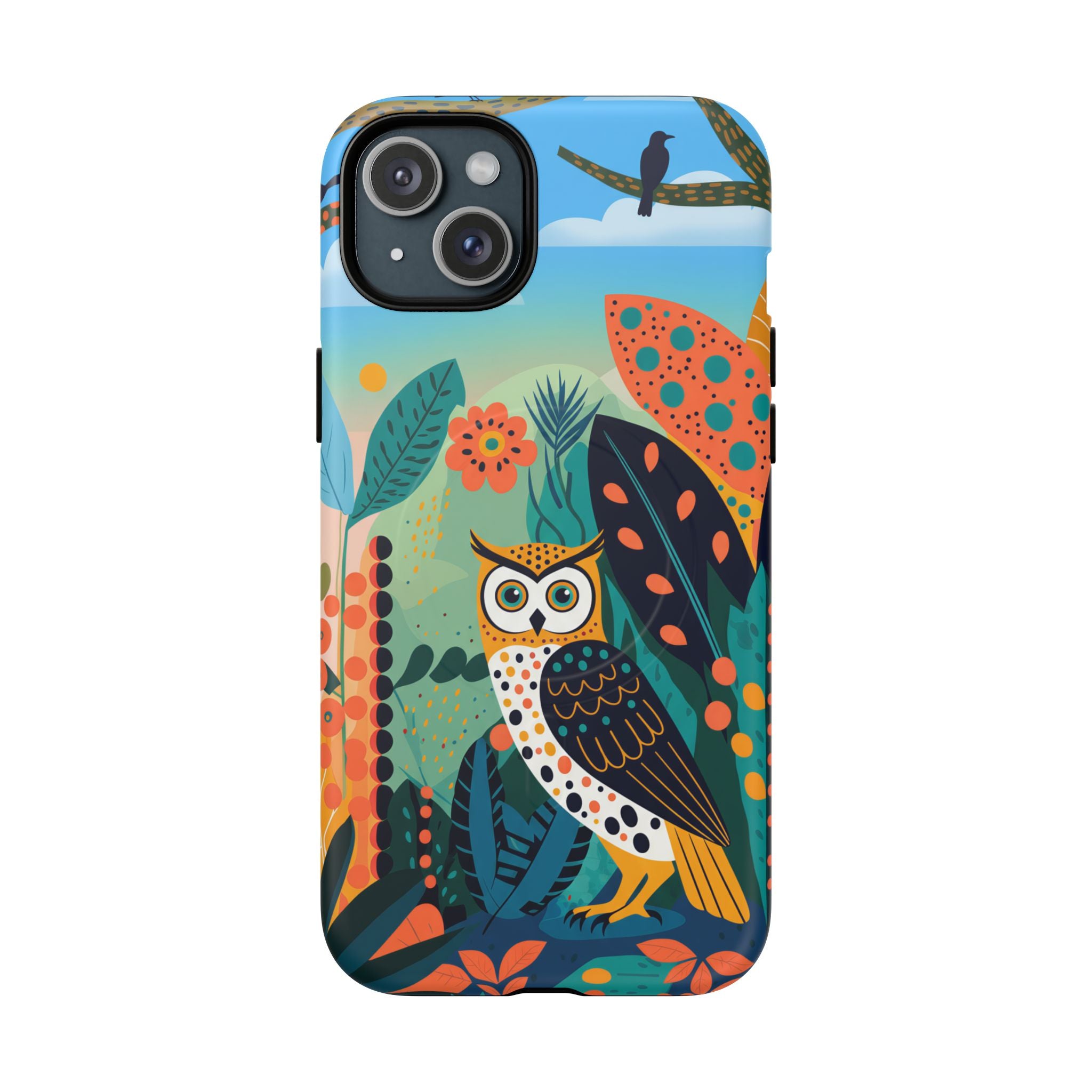 Botanical Forest Colourful Owl MagSafe iPhone Case