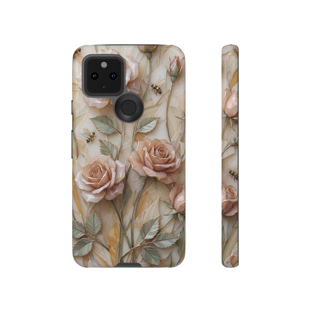 Custodia protettiva resistente per Google Pixel con motivo floreale rosa antico