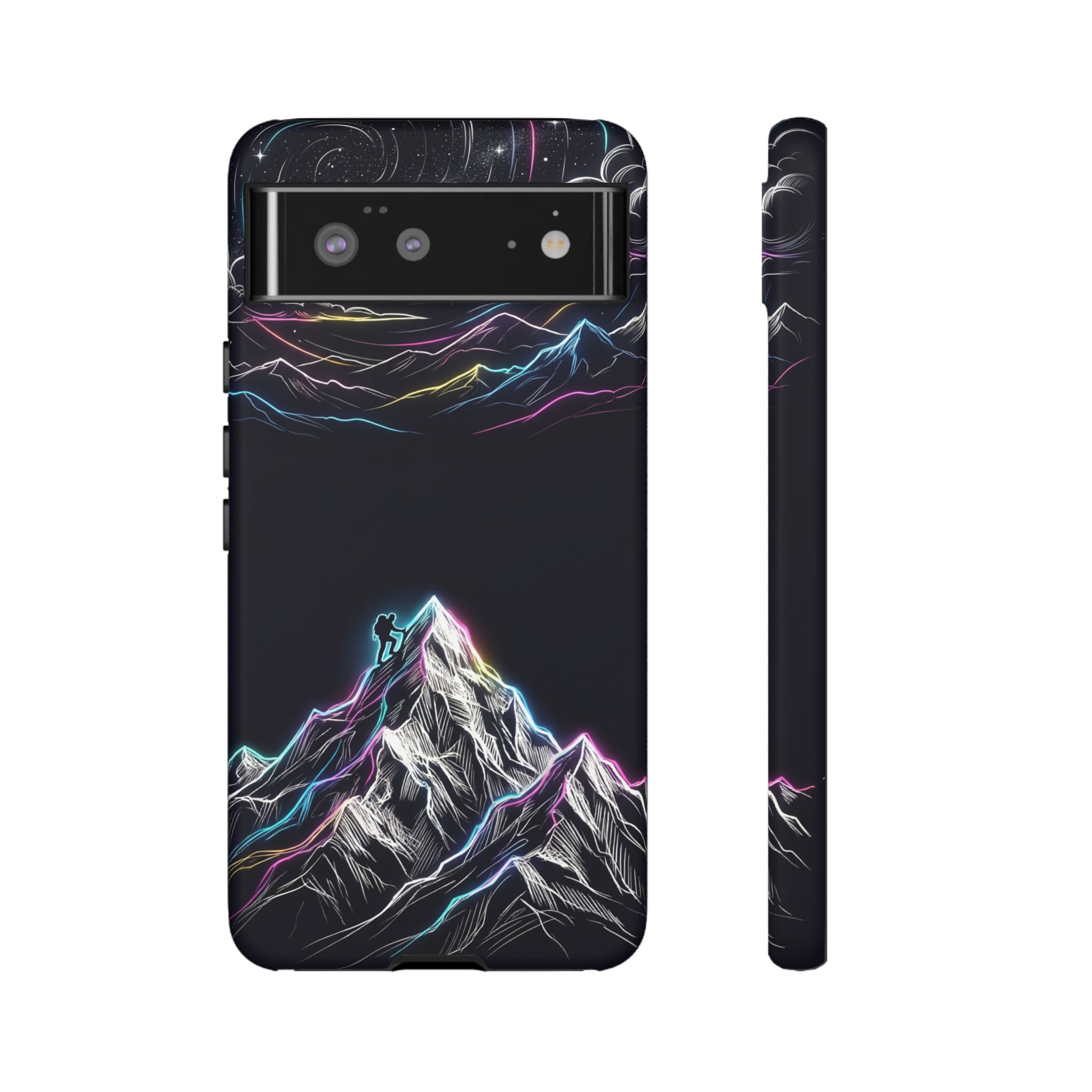 Mount Everest Neon Google Pixel Phone Case | Dark Cosmic Climber Protective Cover