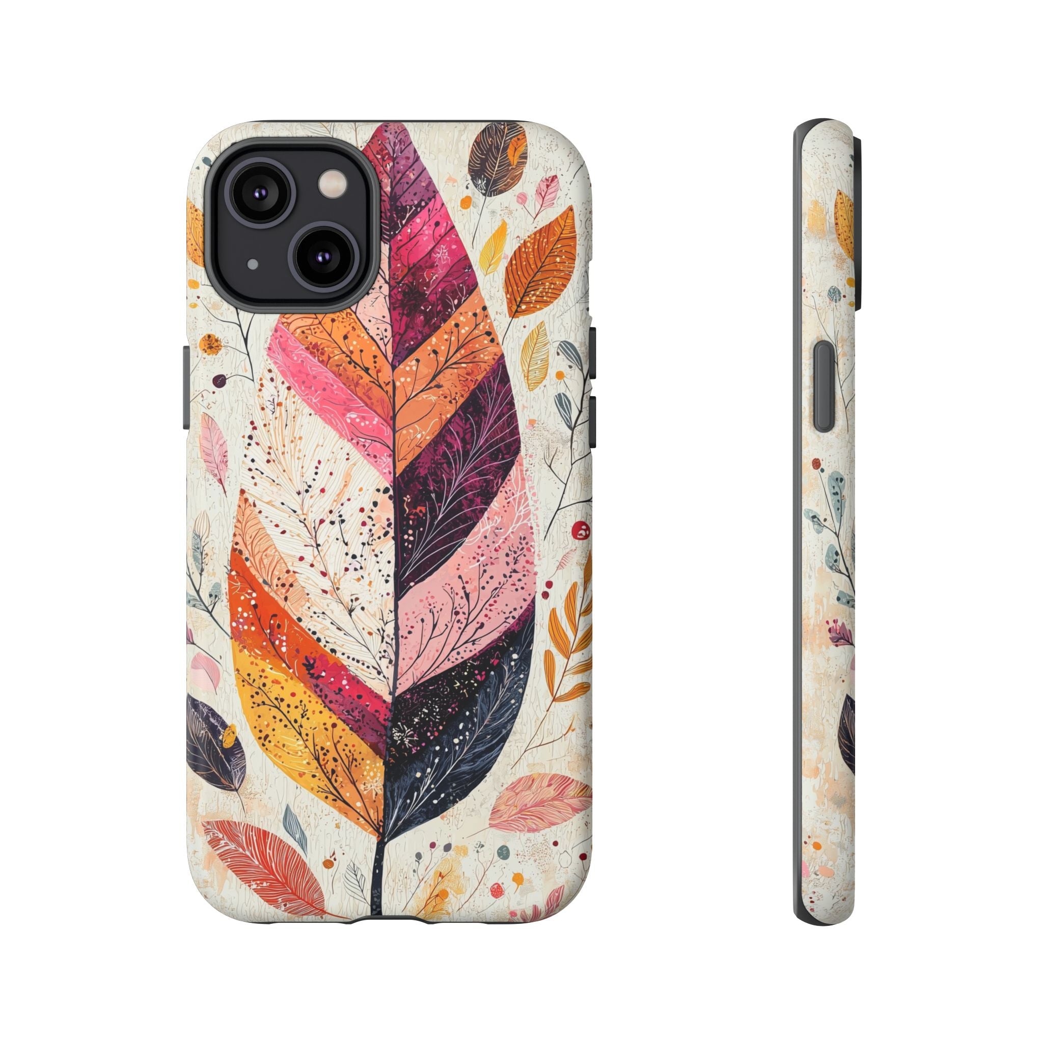 Autumn Leaf Tough iPhone Case | Watercolour Feathered Fall Design