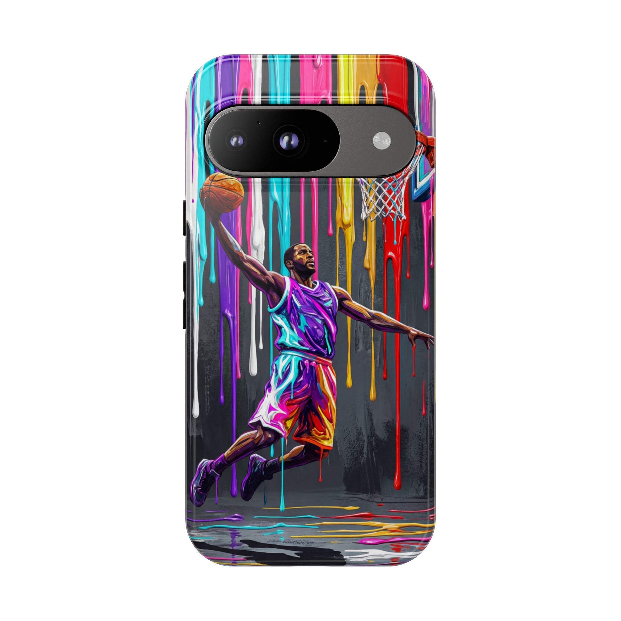 Color Splash Basketball Google Pixel Phone Case | Vibrant Drip Dunk Design