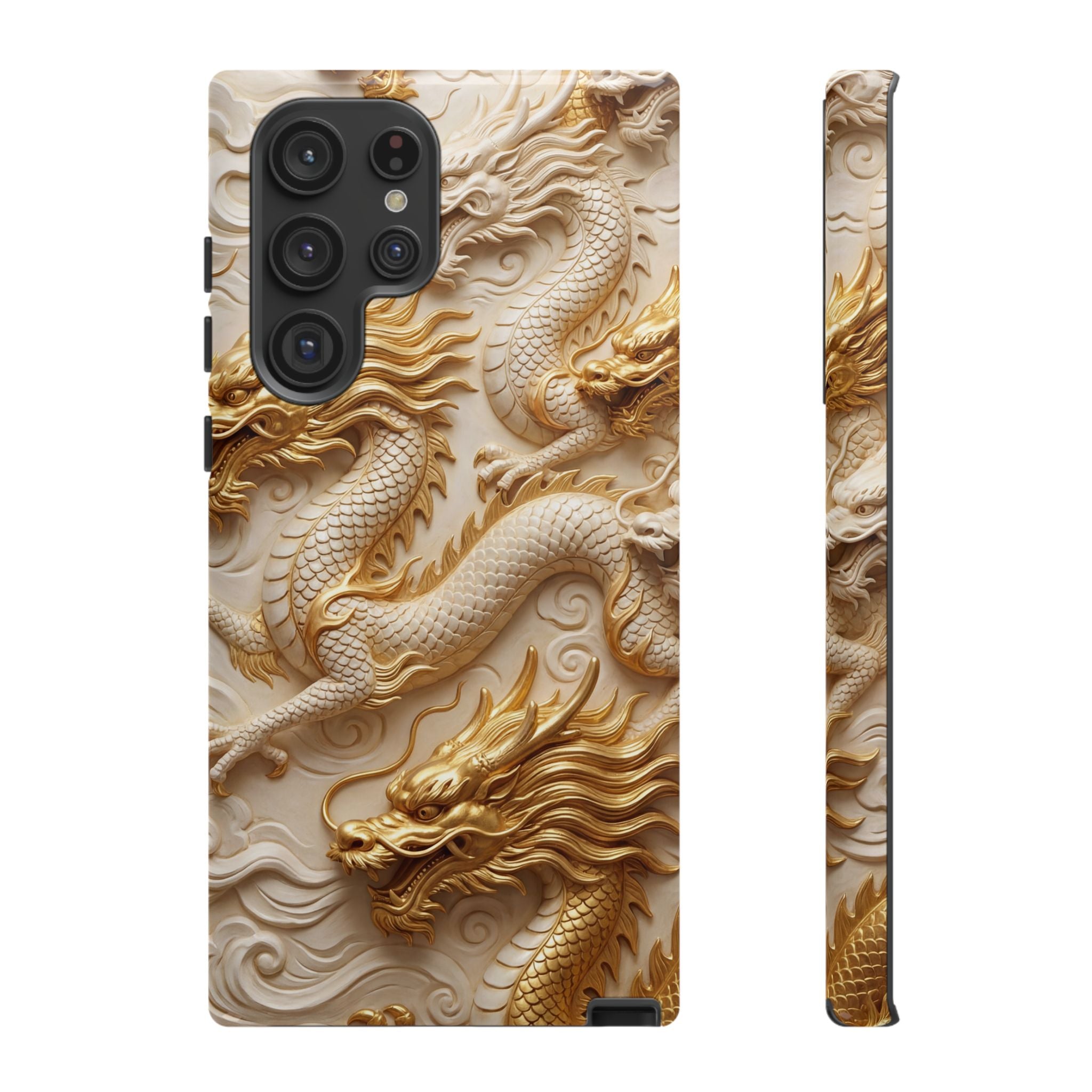 Dragon Relief Samsung Galaxy Case — Gold Carved Dragon Protective Cover