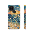 Sea Sunset Google Pixel Case — Van Gogh‑Style Beach Waves with Shells