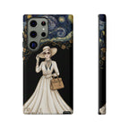 Vintage Starry Night Fashion Samsung Galaxy Phone Case | Elegant Lady in White Dress
