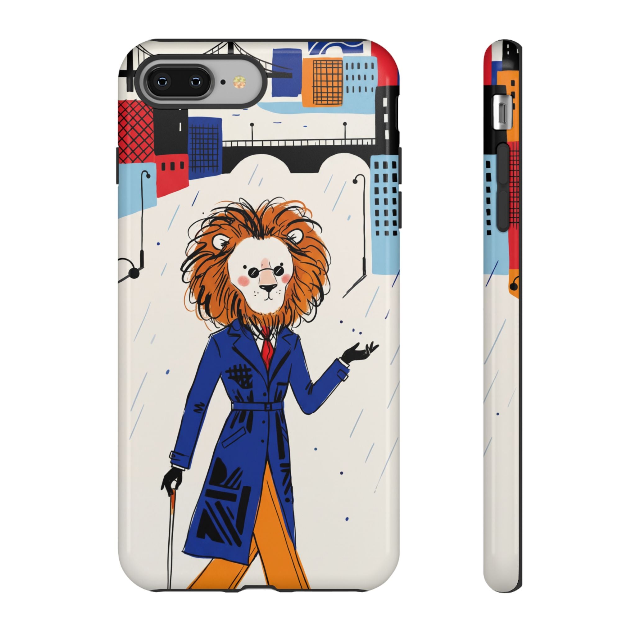 Lion Gentleman iPhone Case | Dapper Lion in City Rain