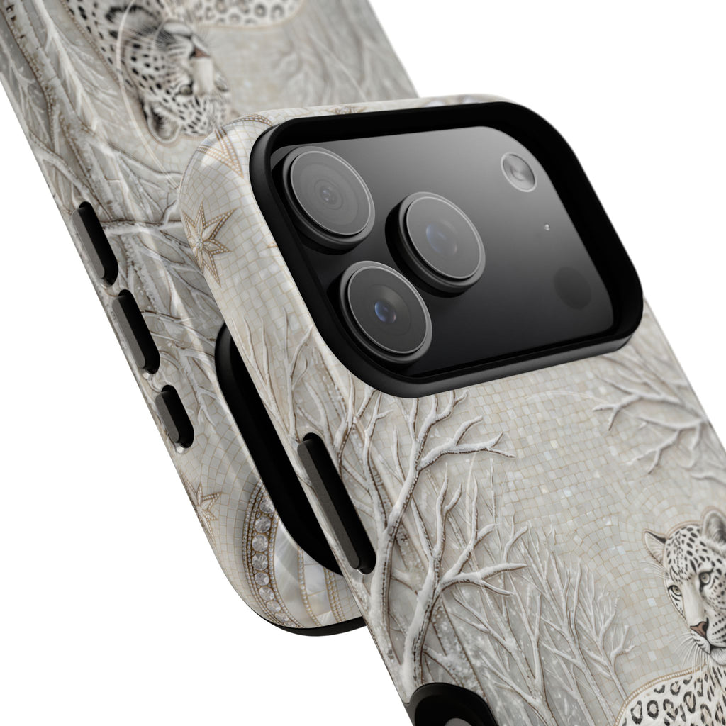 Snow Leopard MagSafe iPhone Case | Winter Moon Forest Protective Phone Cover