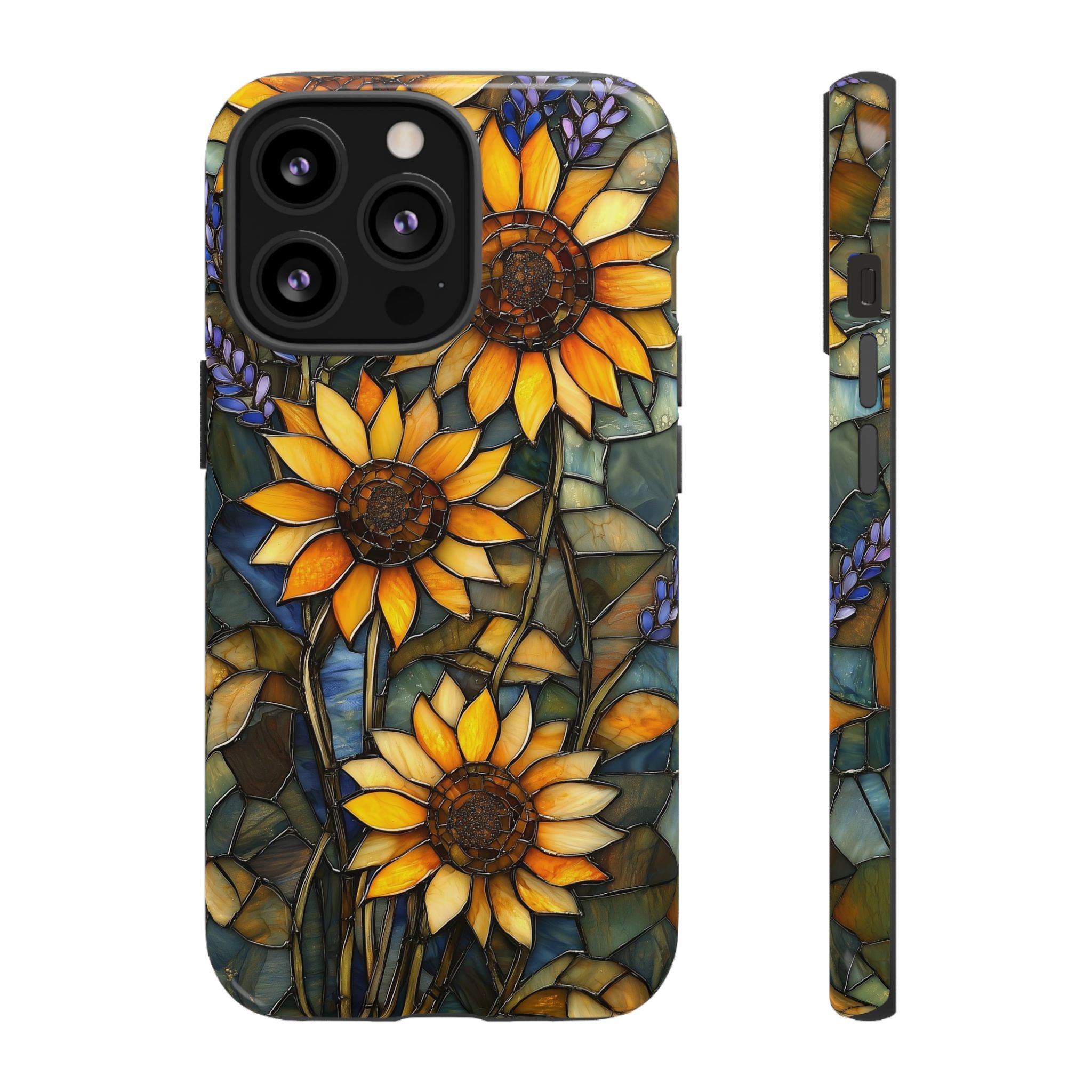 Sunflower Stained Glass Tough iPhone Case | Floral Protective Cover