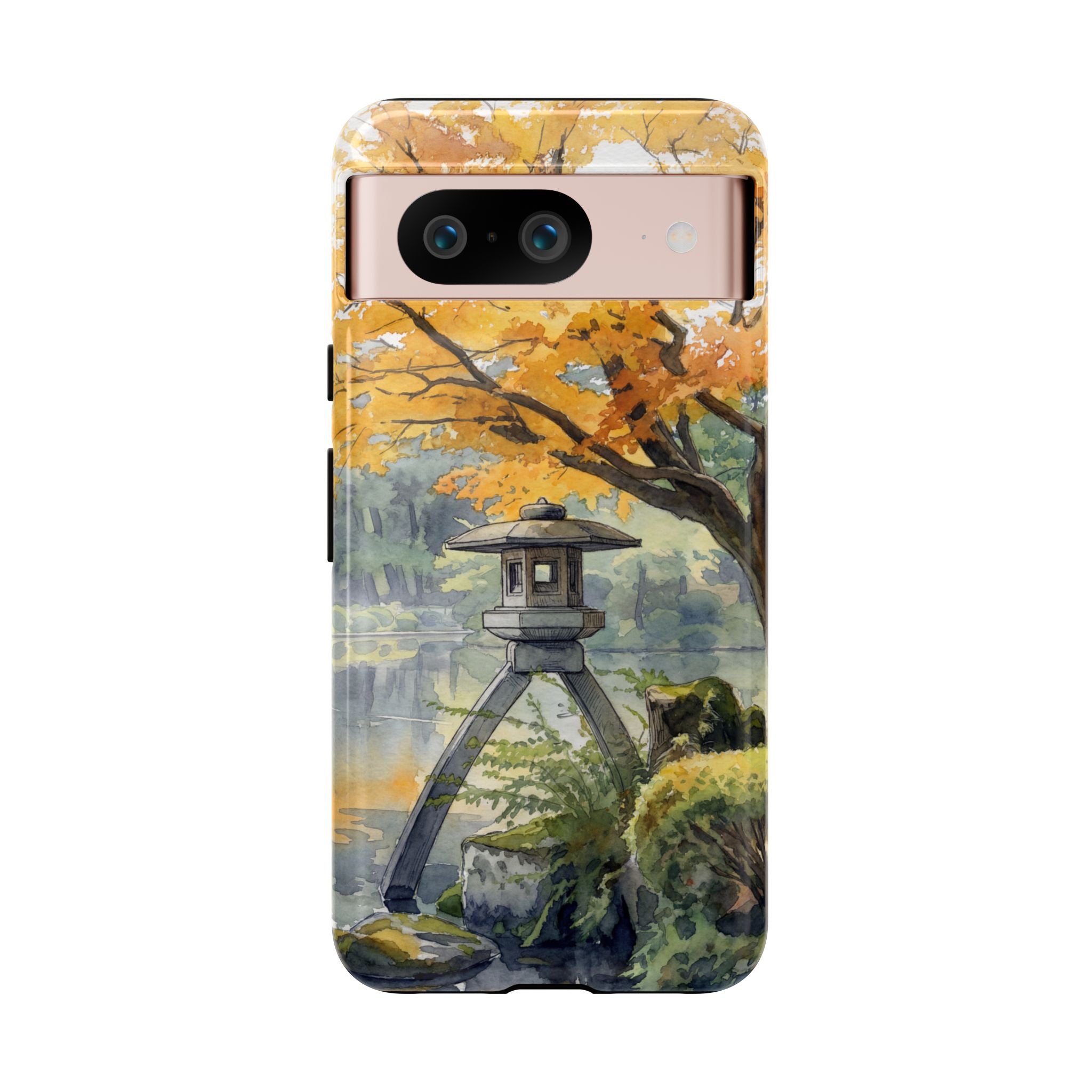 Autumn Japanese Garden Google Pixel Phone Case | Scenic Lantern Fall