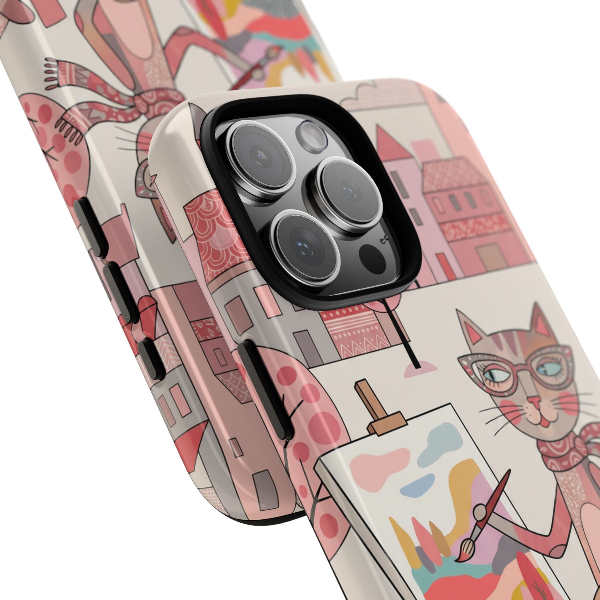 Artistic Cat iPhone Case | Painter Kitty Illustration Tough Case