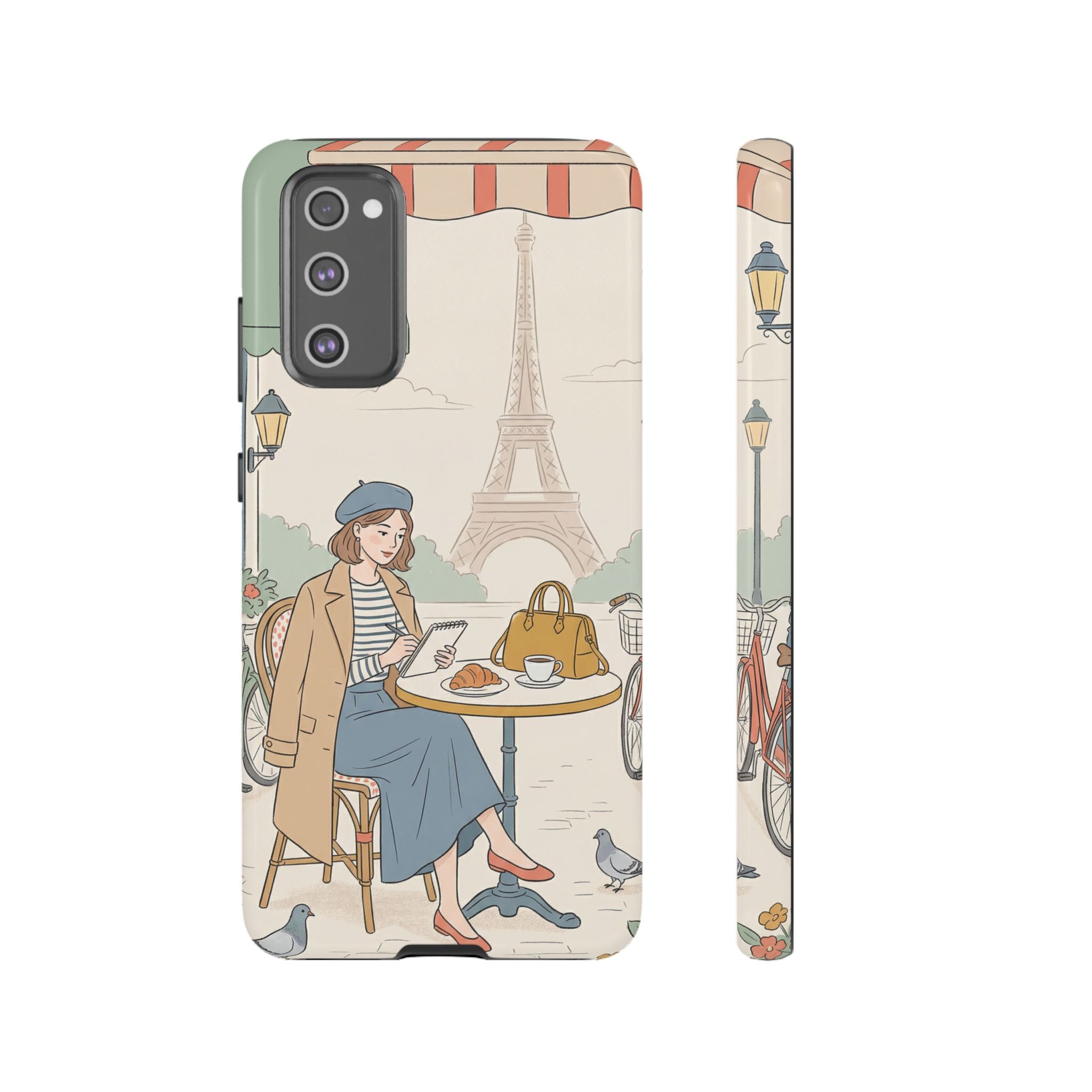 Paris Cafe Samsung Galaxy Phone Case | Cute Vintage Eiffel Tower Travel