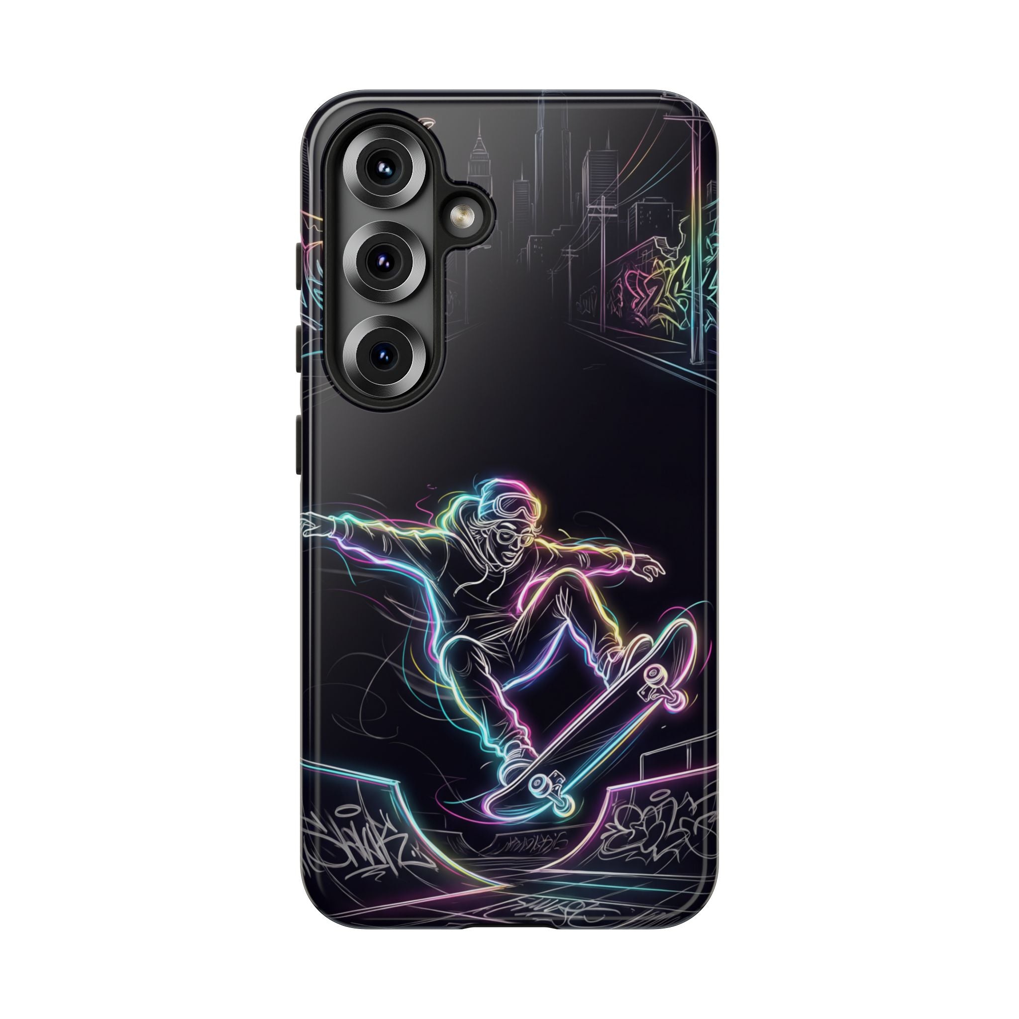 Neon Skateboard Samsung Galaxy Phone Case | Glow Skatepark Protective Cover