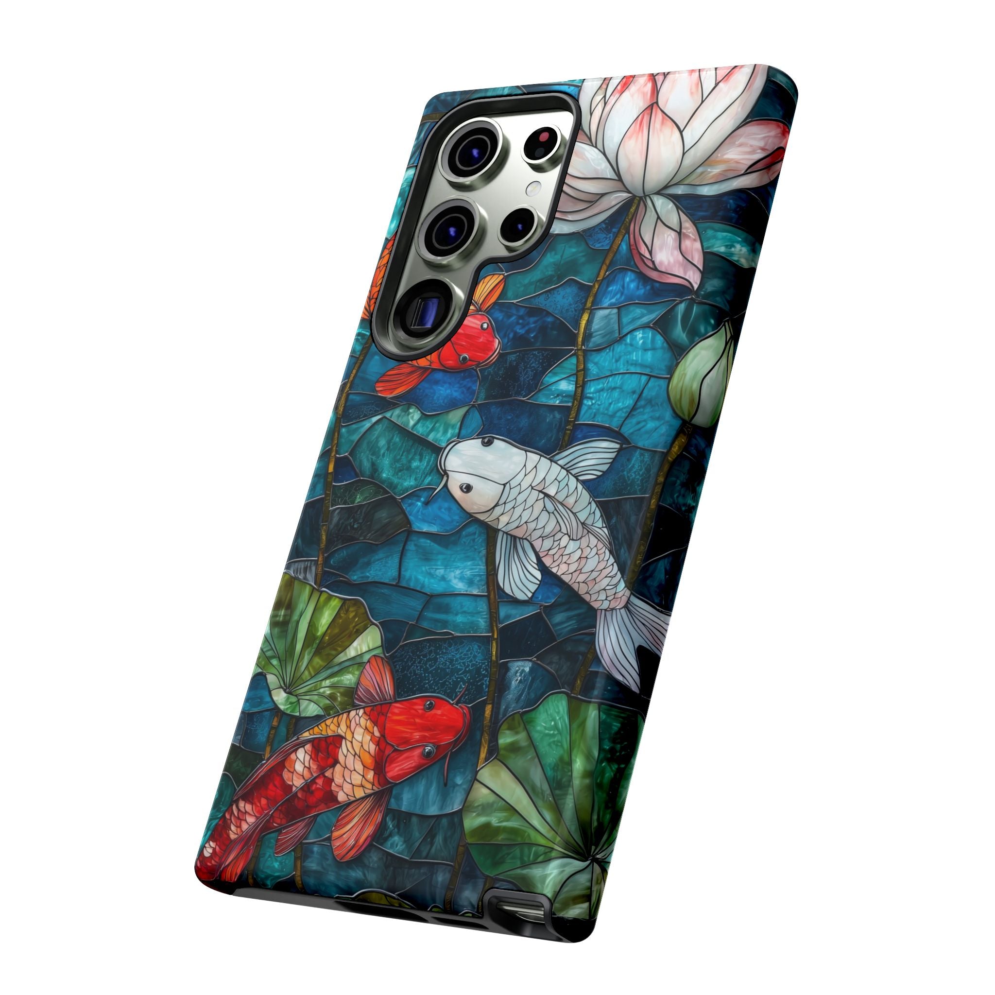 Koi Pond Tough Samsung Galaxy Case — Stained Glass Lotus & Koi Design