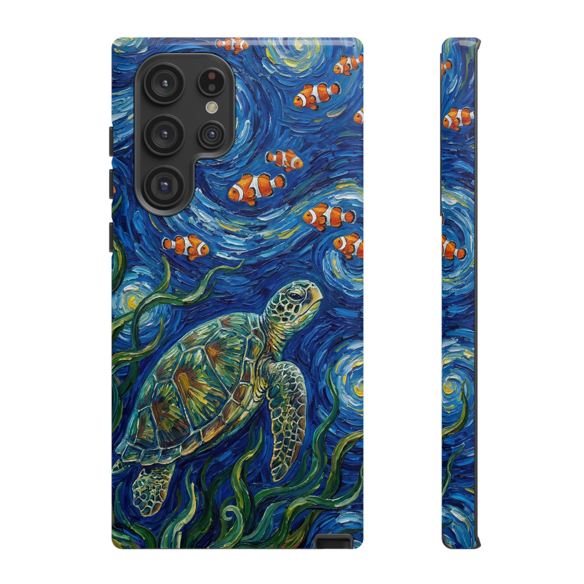 Sea Turtle & Clownfish Tough Samsung Galaxy Case | Van Gogh Style Ocean Art