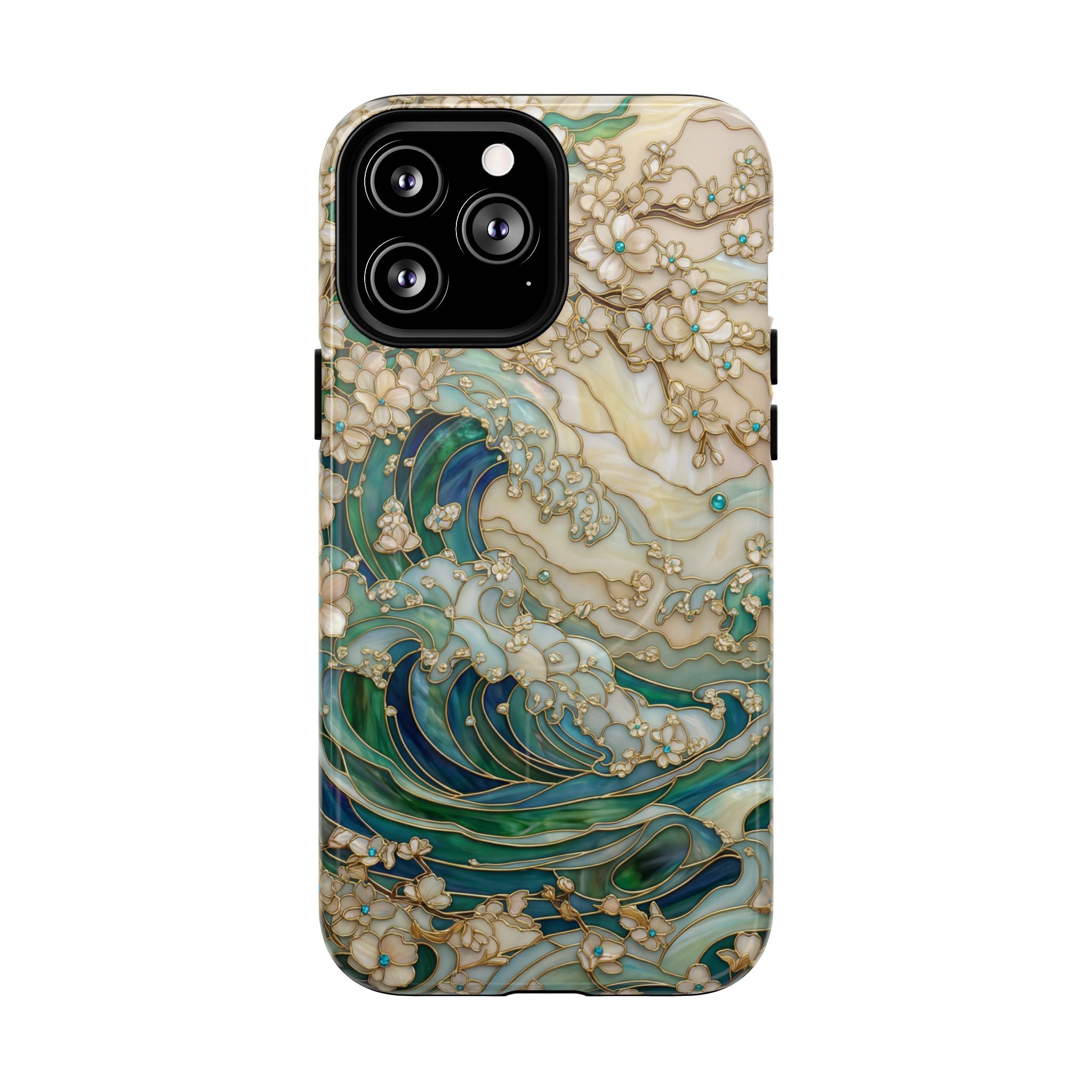 Custodia MagSafe per iPhone Ocean Wave — Custodia resistente con design artistico color acquamarina