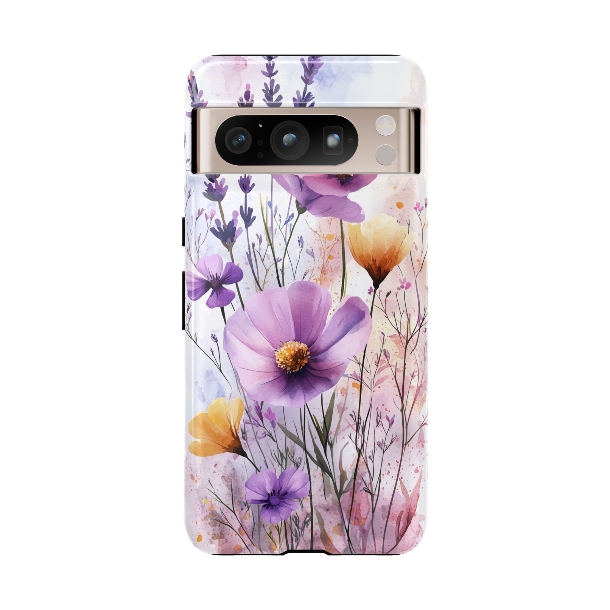 Floral Watercolour Tough Google Pixel Case | Purple & Yellow Wildflowers