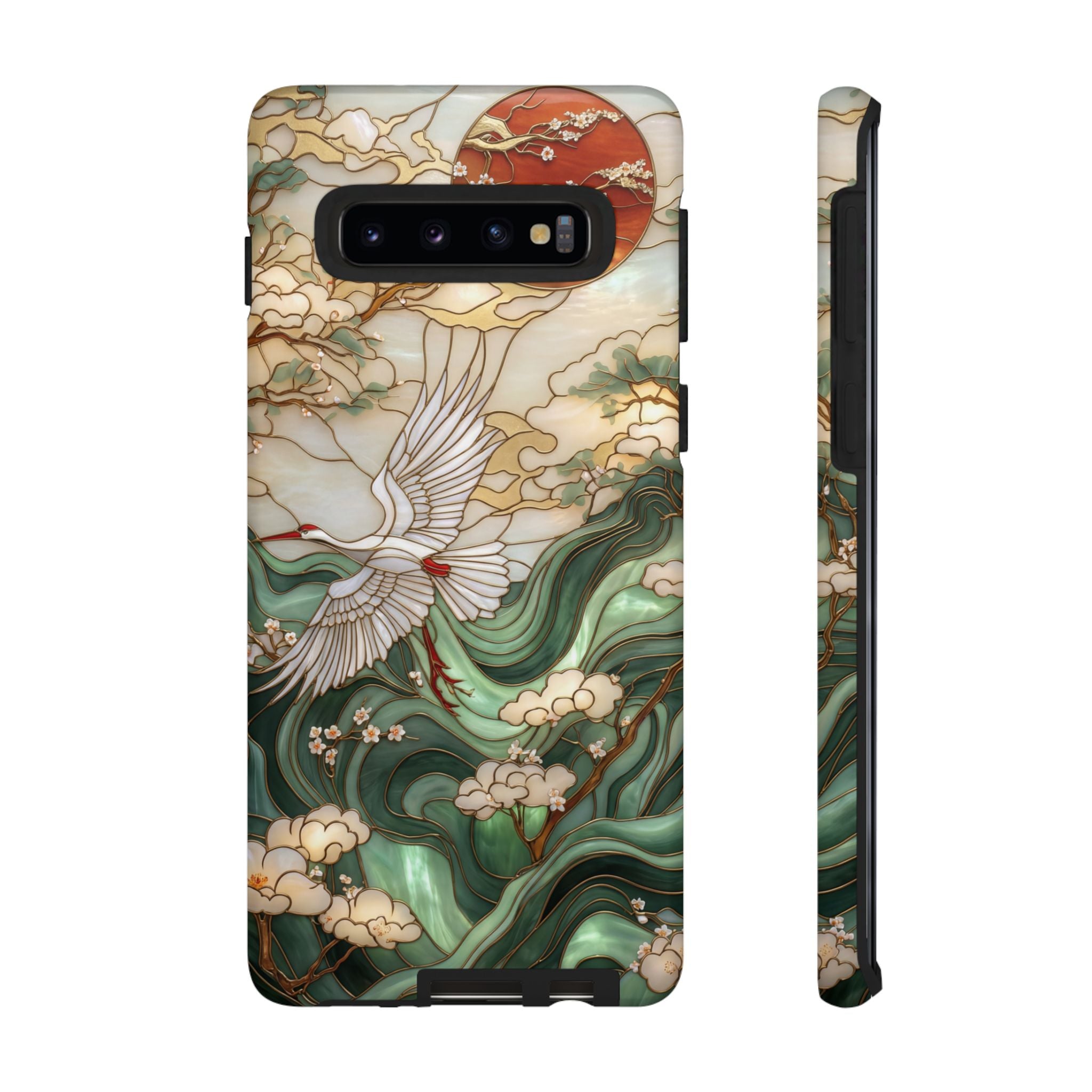 Cranes & Waves Protective Samsung Galaxy Case | Japanese-Inspired Art Phone Cover