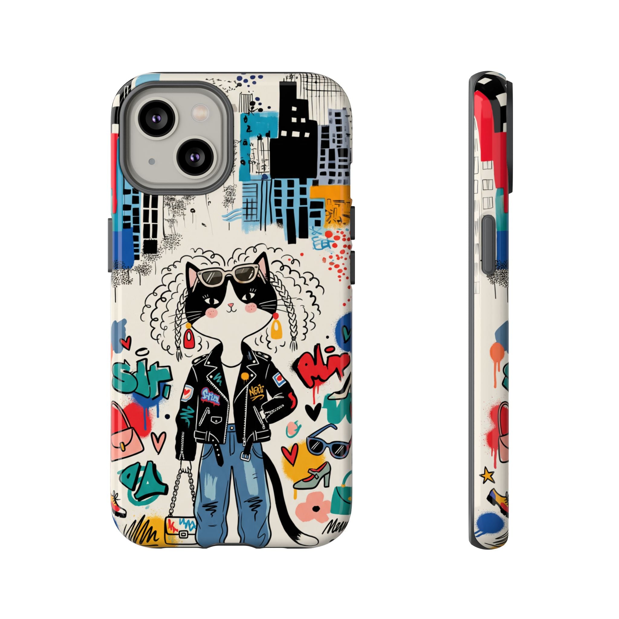 Punk City Cat Graffiti Design iPhone Case