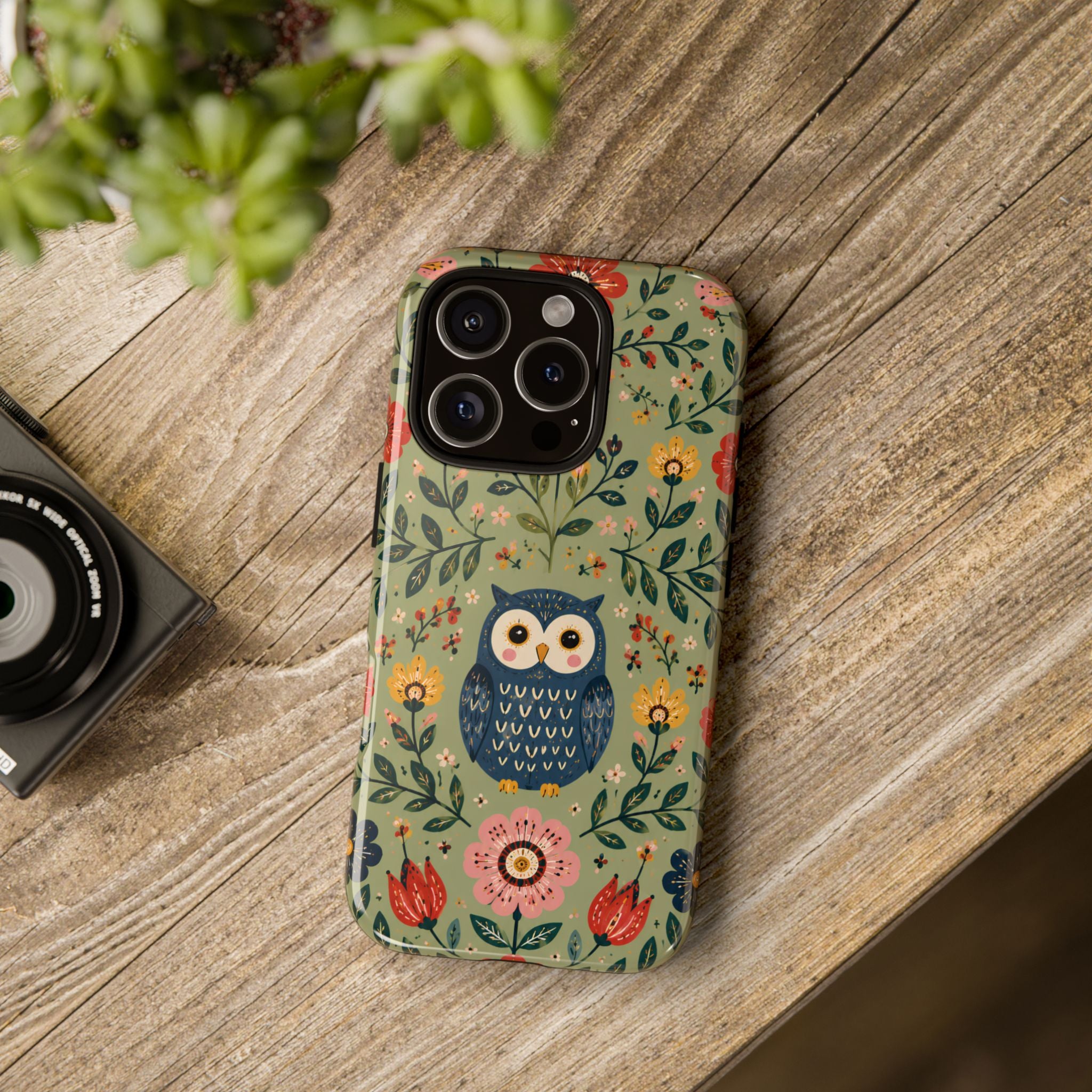 Floral Owl Tough iPhone Case | Cute Botanical Protective Cover