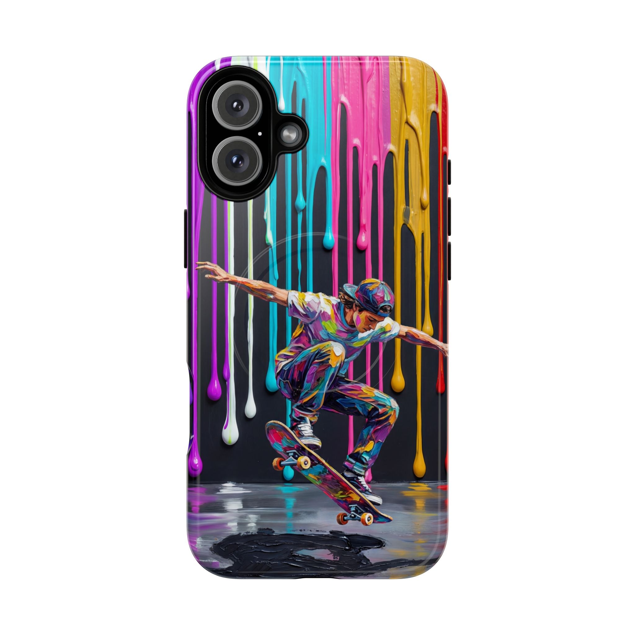 Colourful Drip Art Skateboarder Splash MagSafe iPhone Case