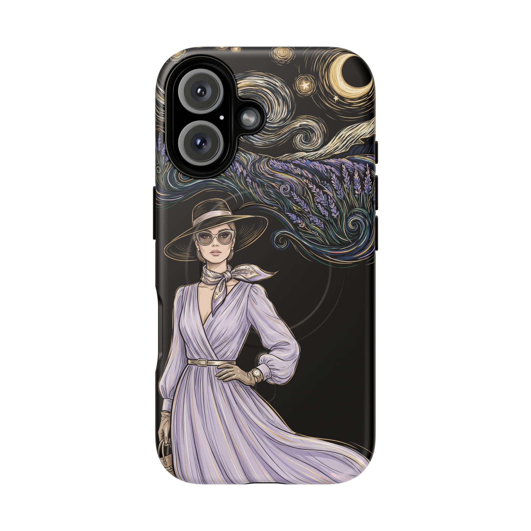 Starry Night Lavender Woman MagSafe iPhone Case | Artistic Protective Tough Case