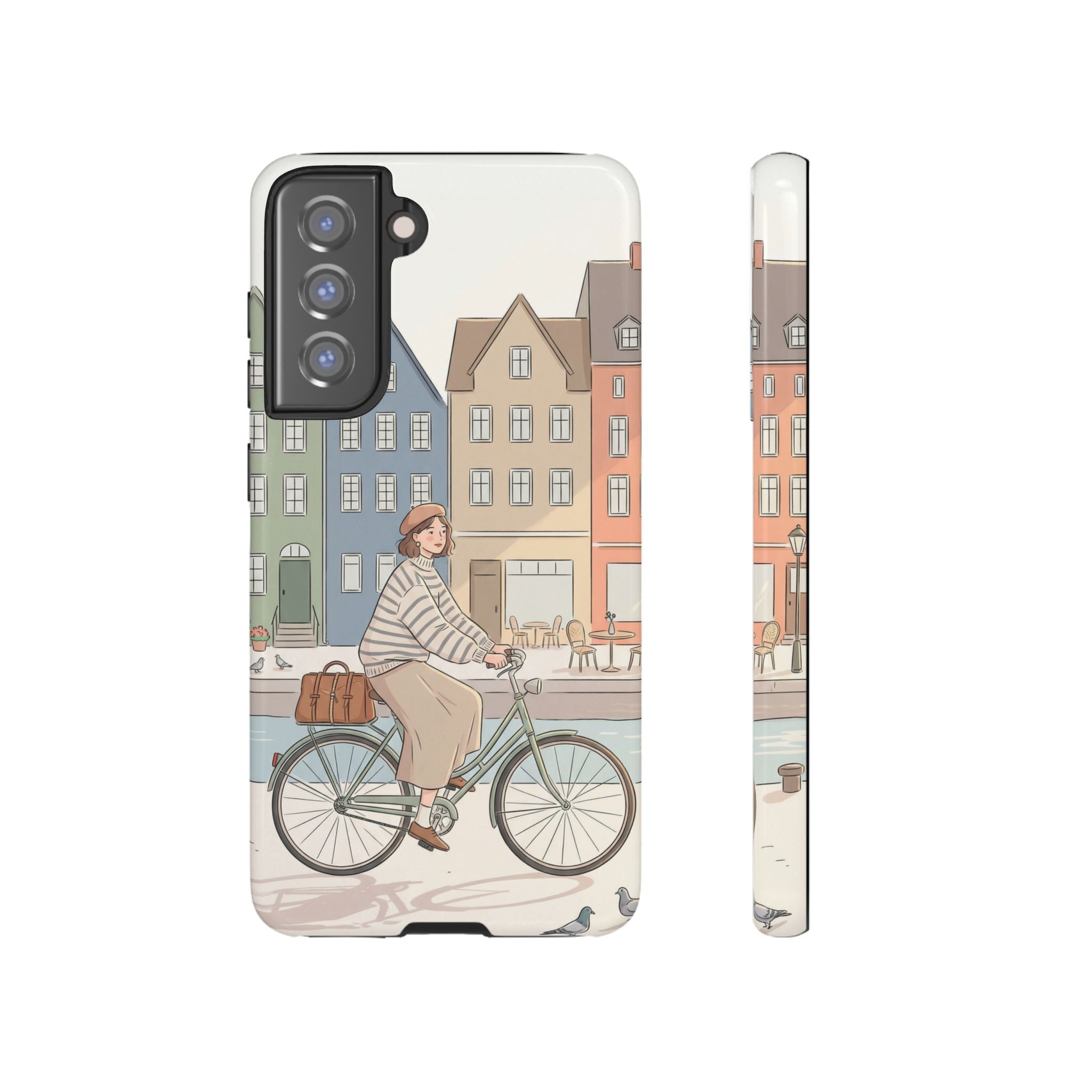City Bike Samsung Galaxy Phone Case | Cozy European Street Illustration Tough Cases