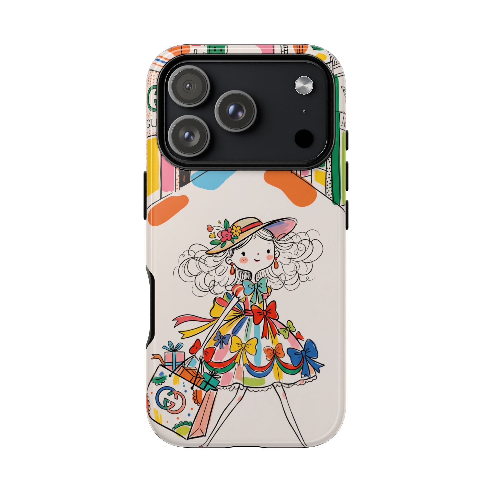 Cute Fashion Girl iPhone Case | Colourful Shopping Street Design