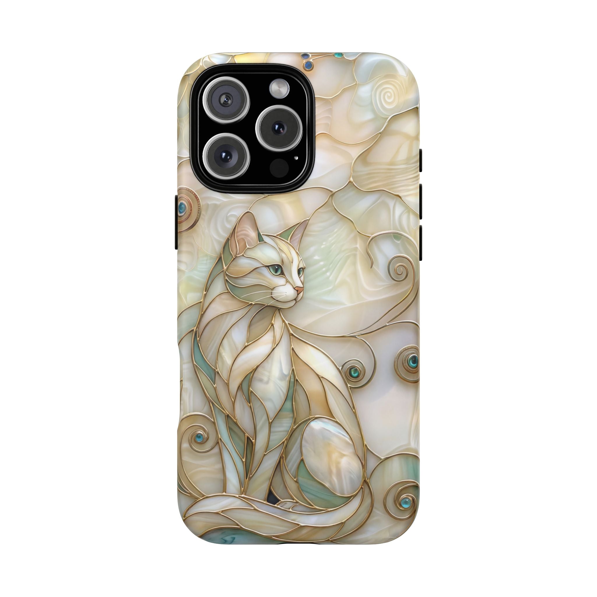 Art Nouveau Cat Phone Case | Elegant Stained-Glass Style Tough MagSafe Case
